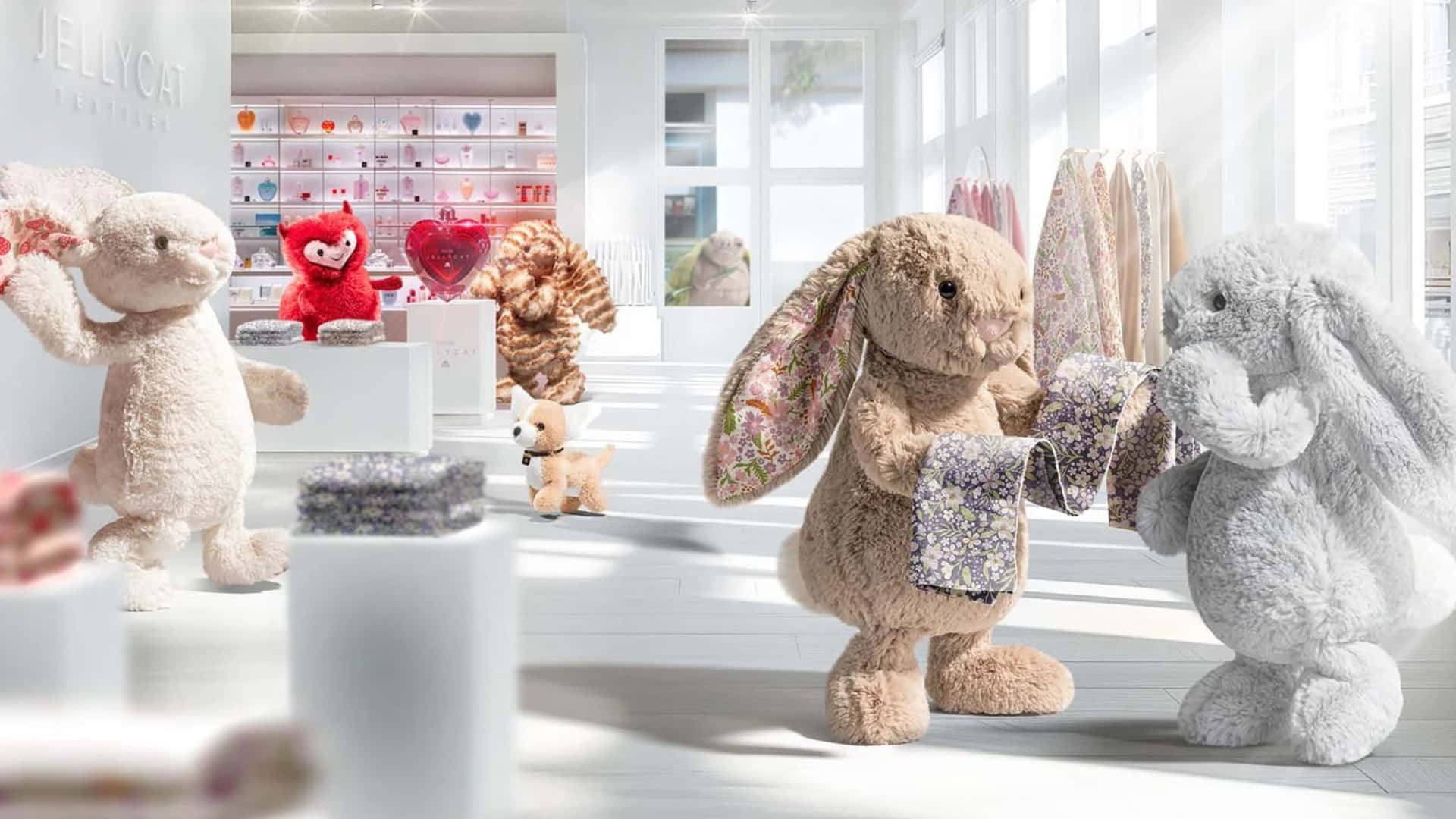 Jellycat, plush toys, stuffed bunnies, Full HD Desktop Wallpaper