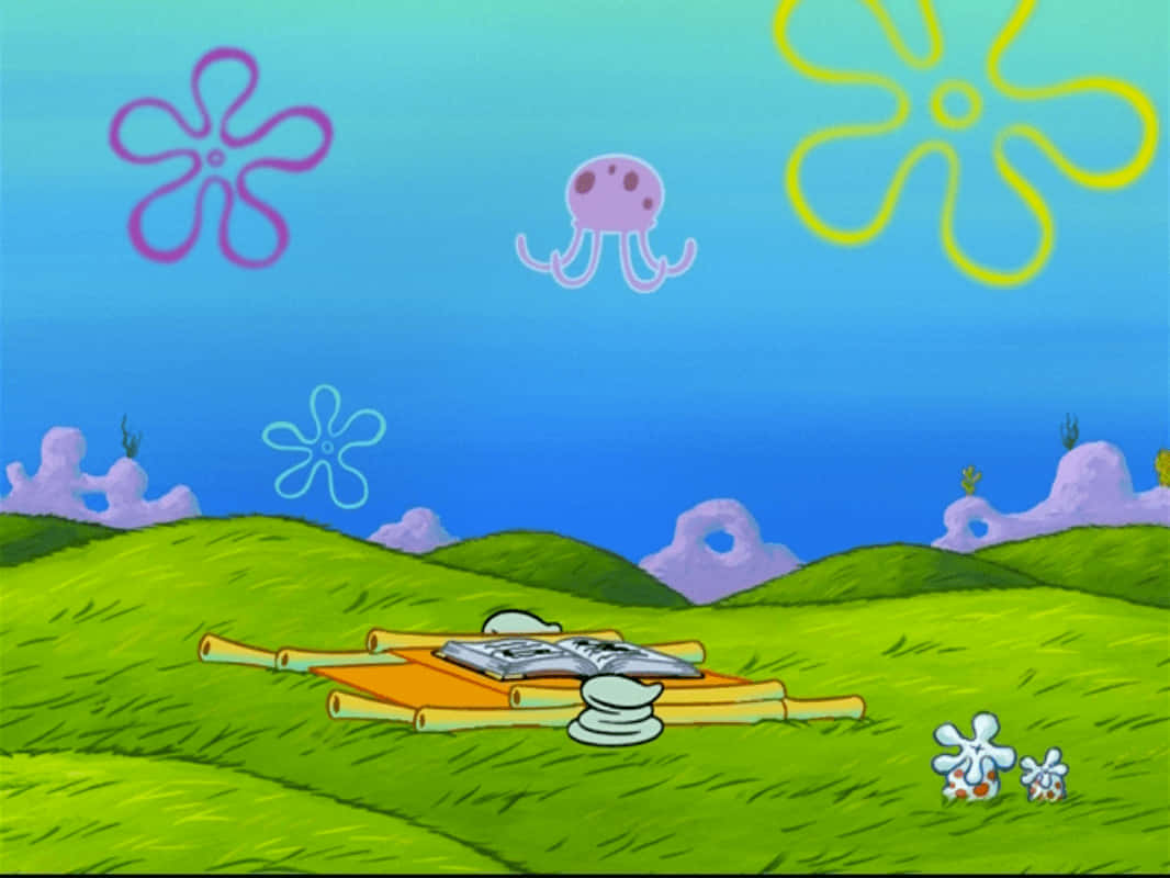 Jellyfish Fields, underwater grassy hills, jellyfish, SD Desktop Wallpaper