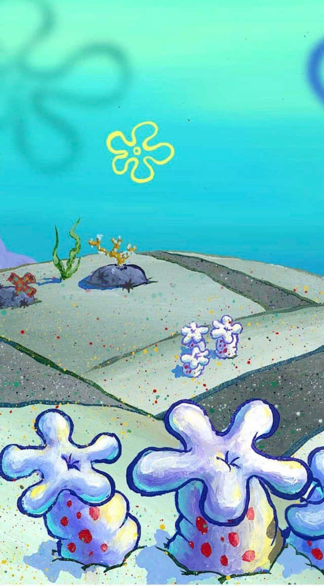 Jellyfish Fields, blue spotted sea sponges, coral, SD Phone Wallpaper