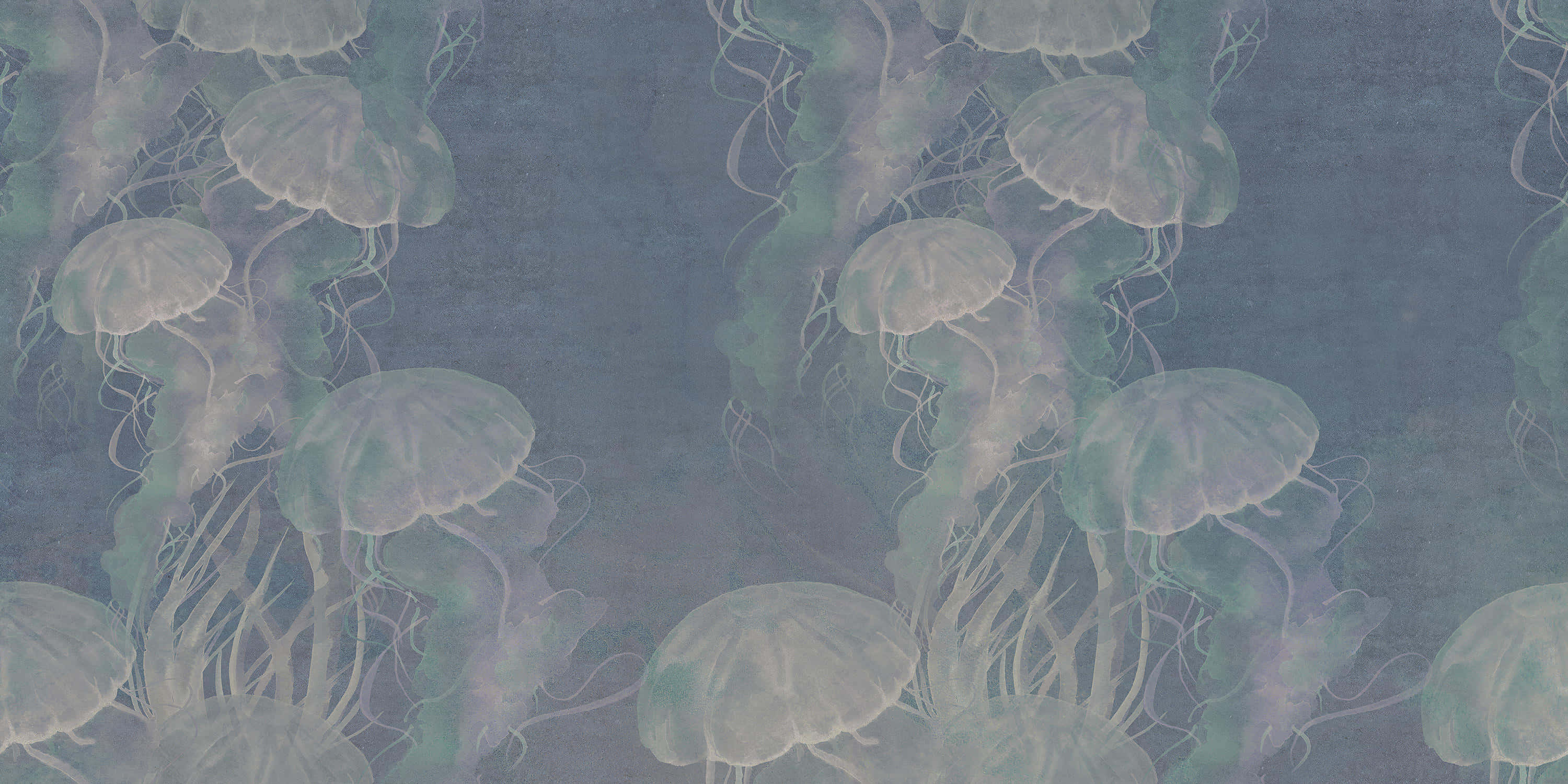 ethereal jellyfish pattern, translucent jellyfish, cool blue and green underwater hues, 2K Desktop Wallpaper