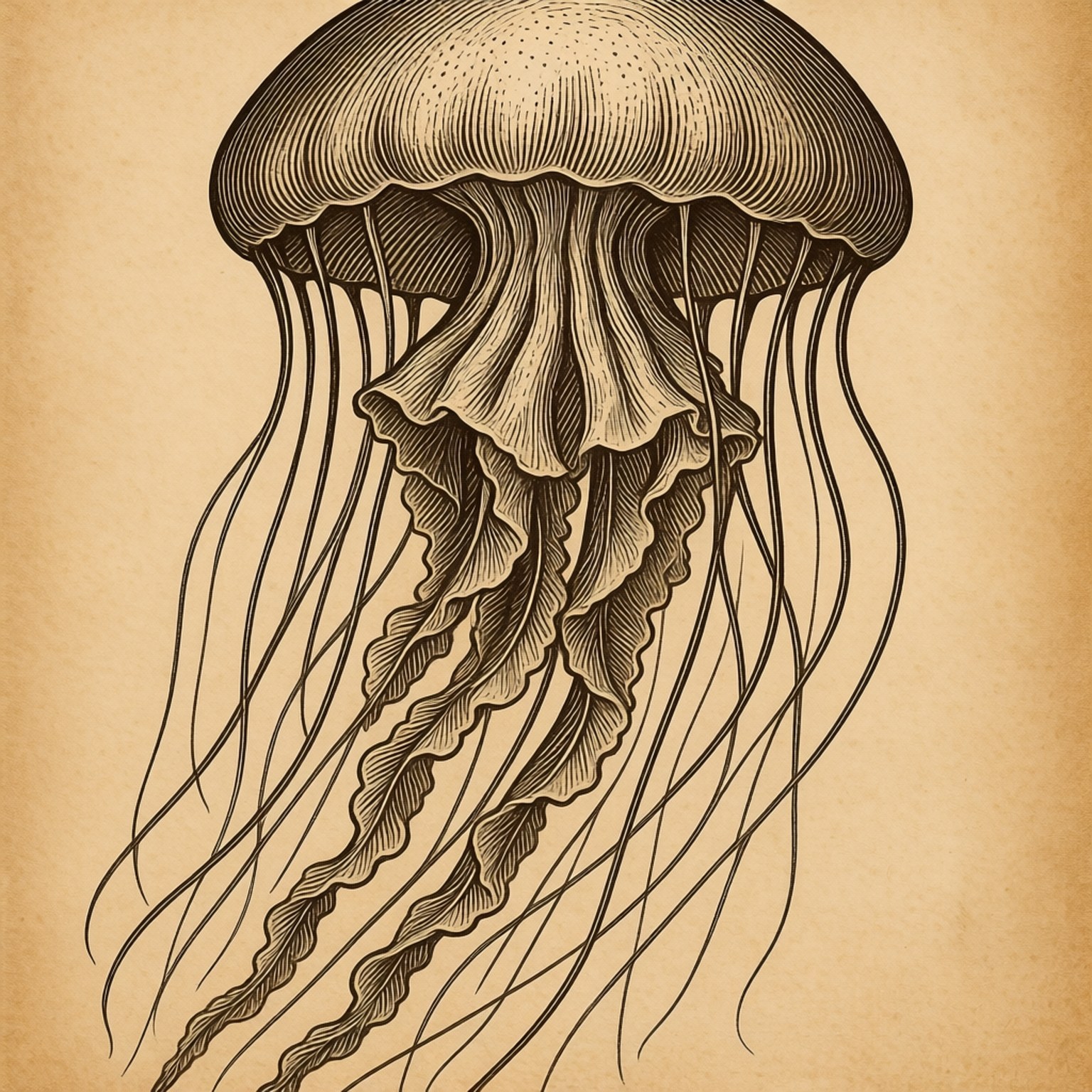 antique jellyfish print, vintage engraving, jellyfish, HD Desktop Wallpaper