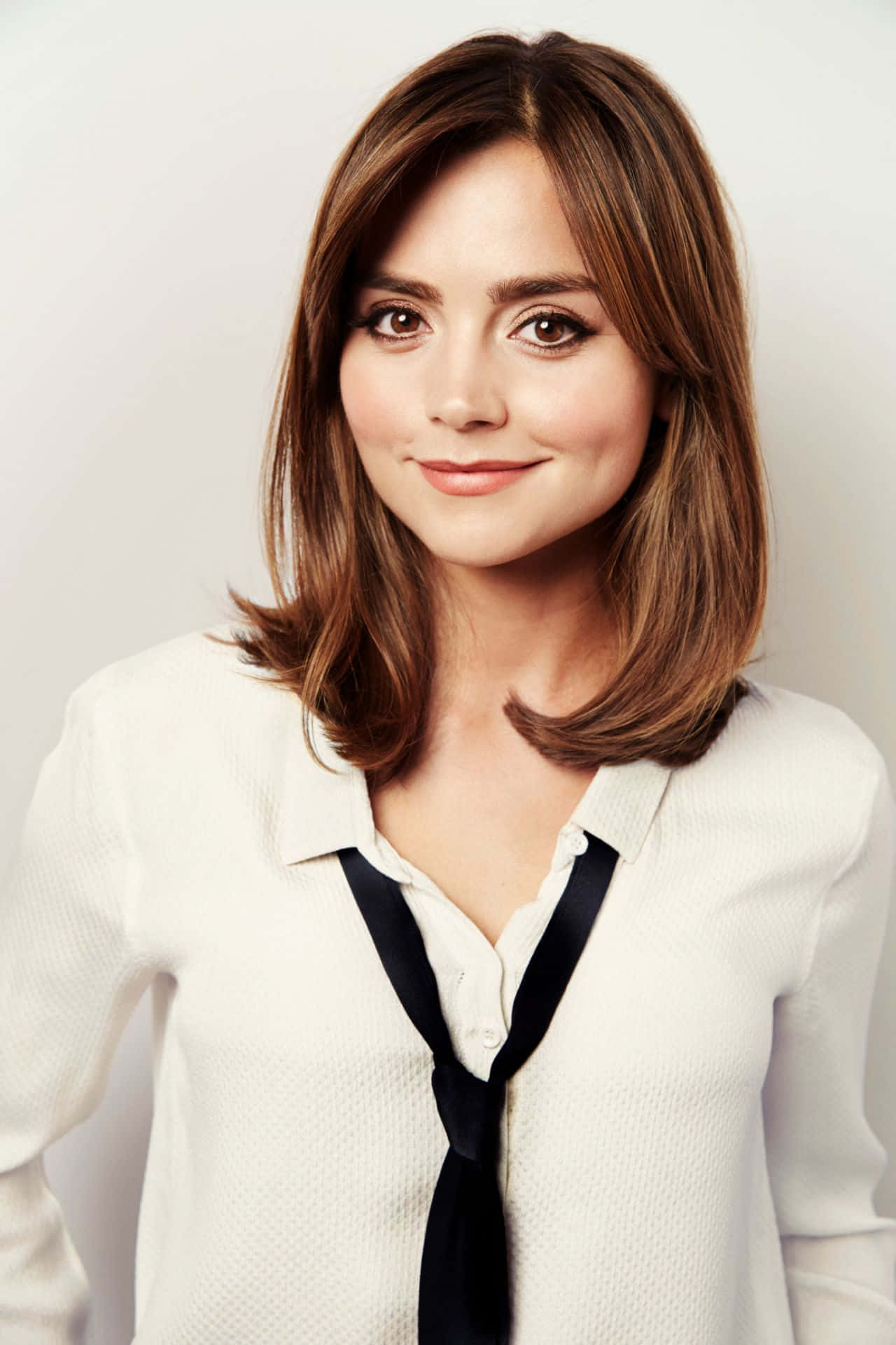 Jenna Coleman, brown hair, warm eyes, Full HD Phone Wallpaper