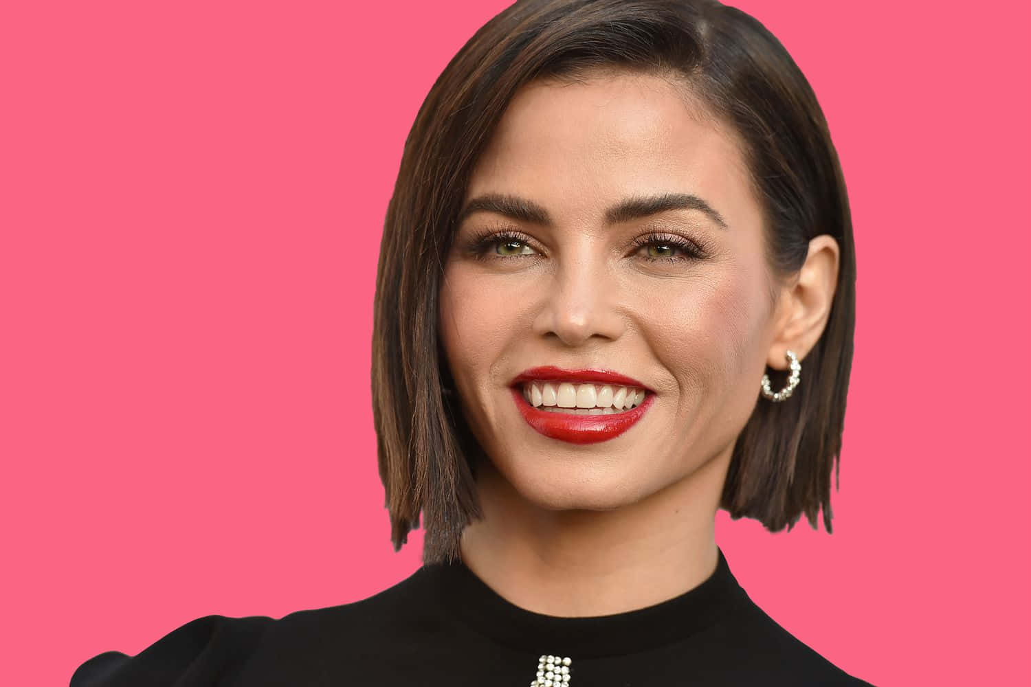 Jenna Dewan, red lipstick, short dark bob, HD Desktop Wallpaper
