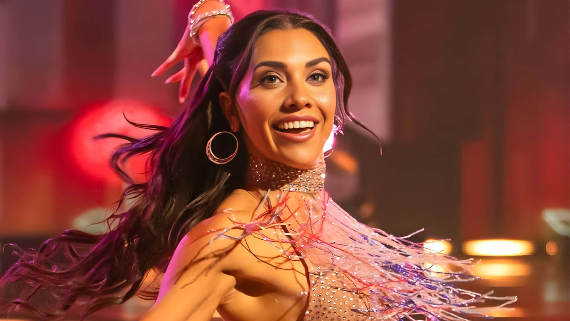 Jenna Johnson, dancing performance, sparkling costume, Full HD Desktop Wallpaper