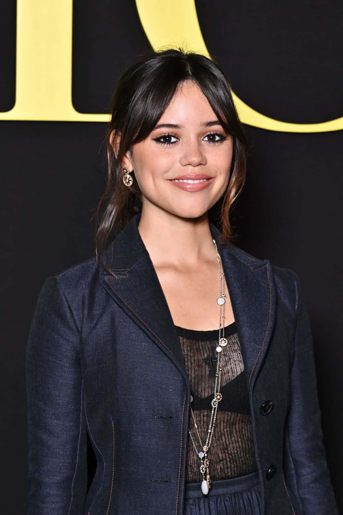 Jenna Ortega, navy blazer, black background, HD Phone Wallpaper
