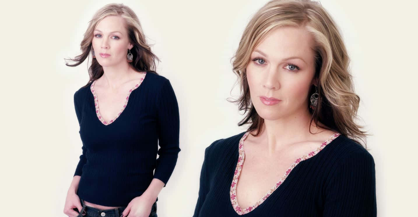 Jennie Garth, blonde hair, black ribbed sweater, HD Desktop Wallpaper