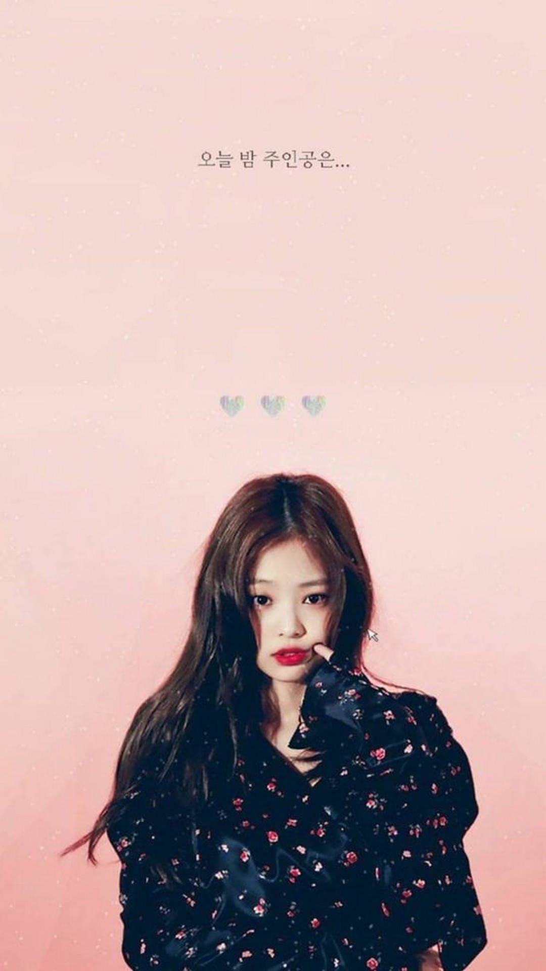 Jennie Kim, long brown hair, red lips, Full HD Phone Wallpaper