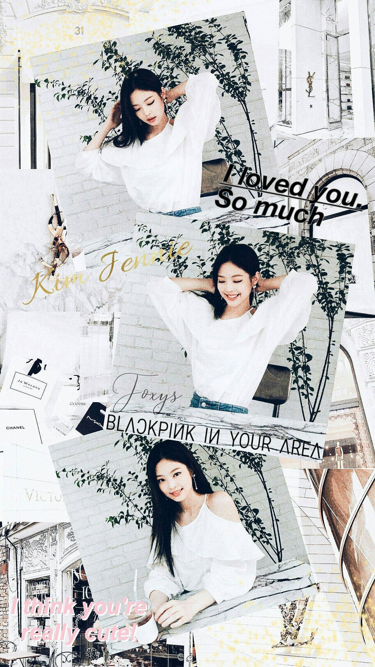 Jennie Kim, white aesthetic, vines, Full HD Phone Wallpaper