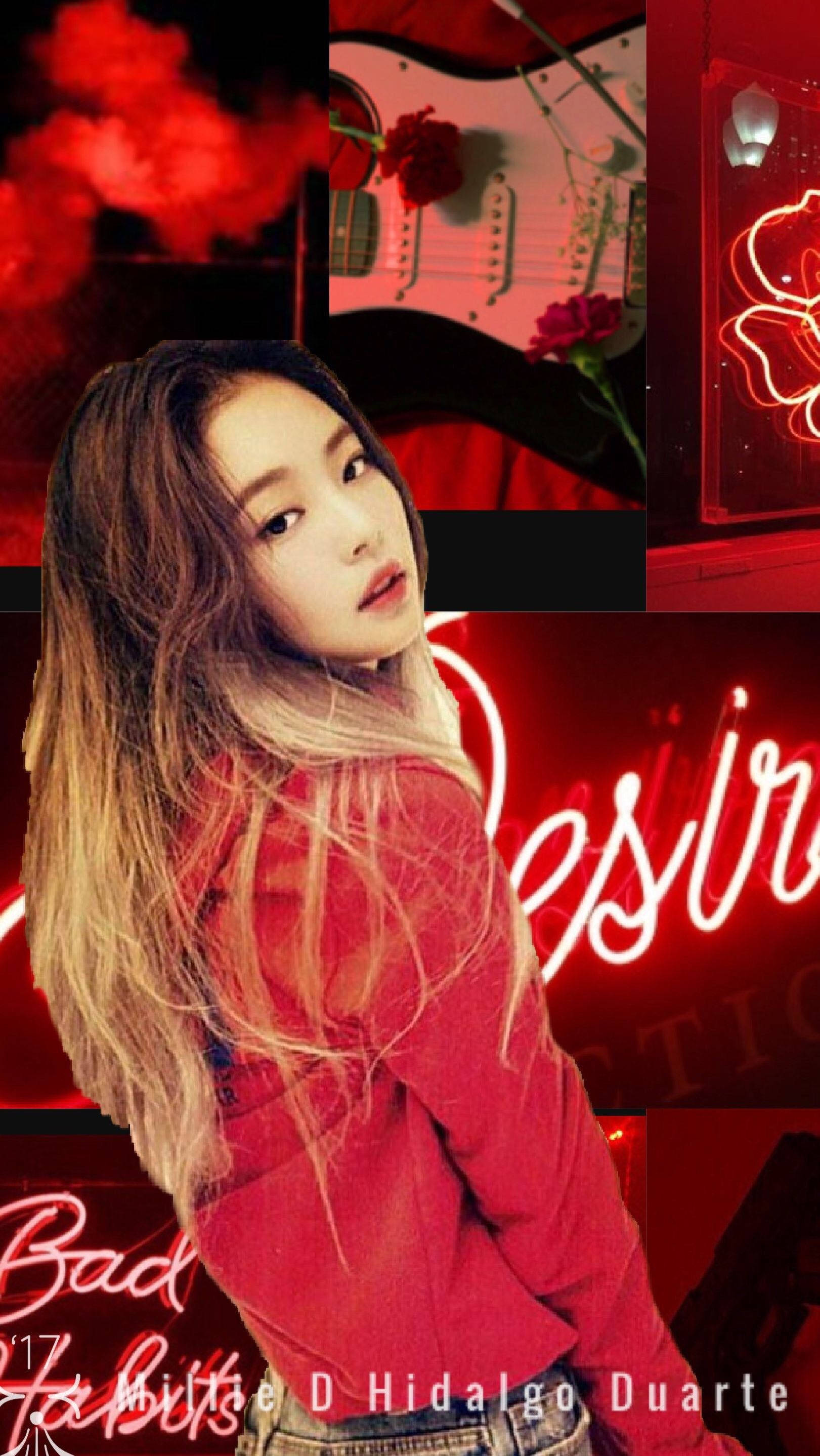 Jennie Kim, red aesthetic, red neon signs, 2K Phone Wallpaper