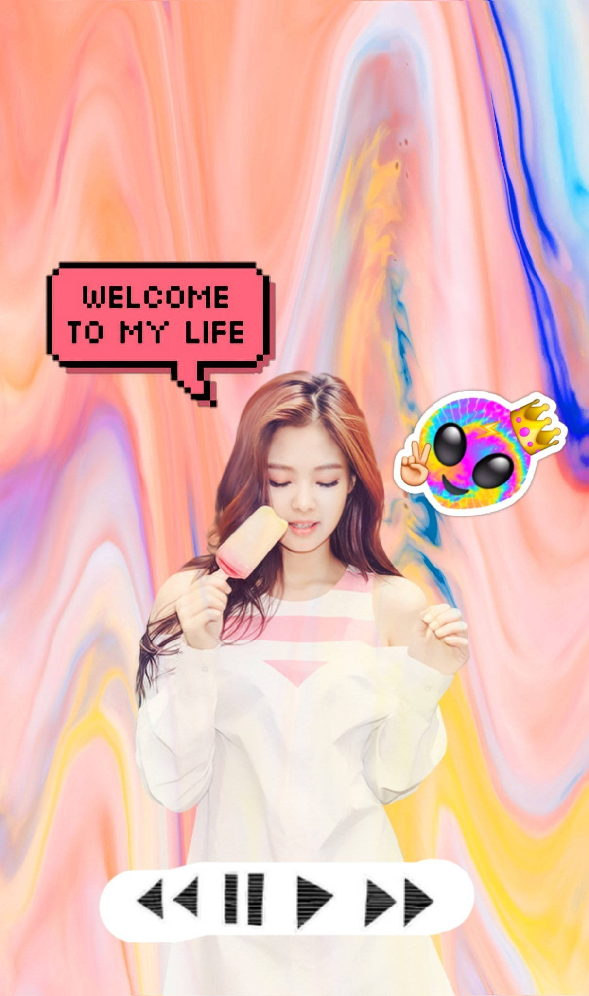 Jennie Kim, popsicle, colorful aesthetic, Full HD Phone Wallpaper