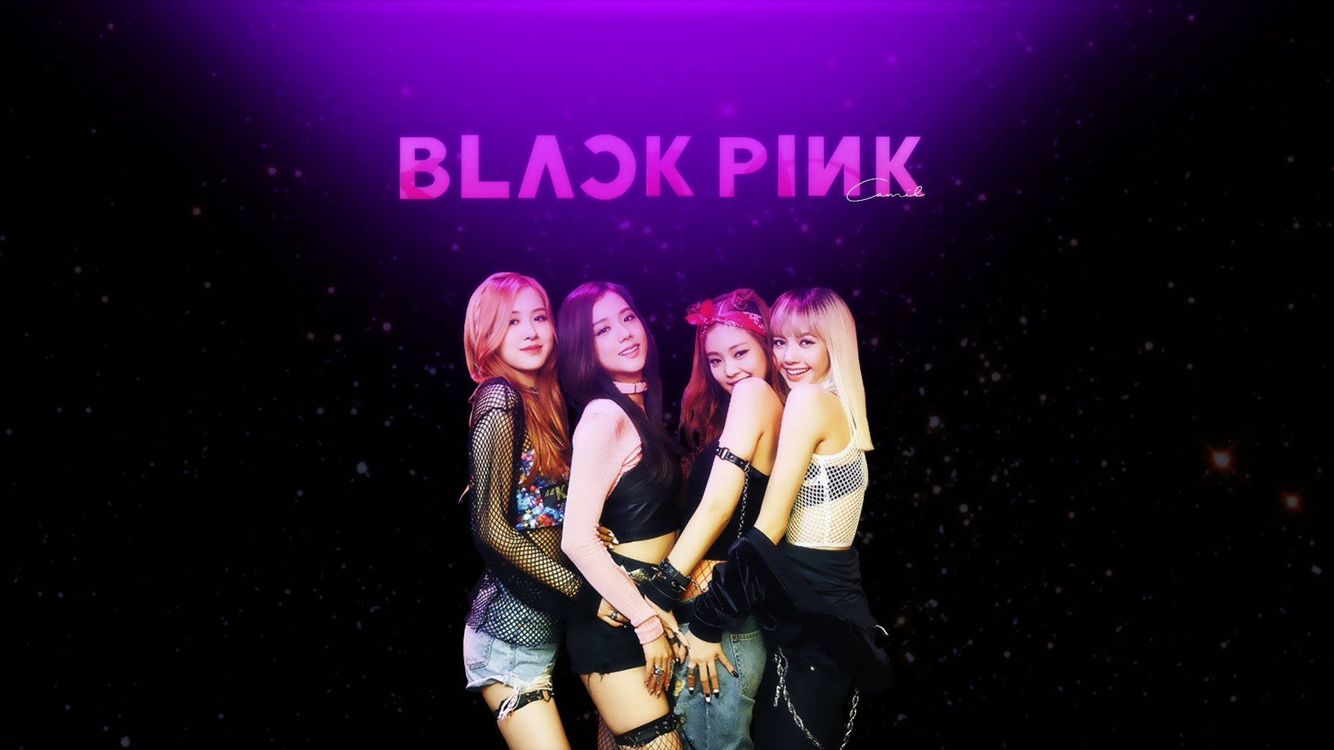 Jennie Kim, BLACK PINK, glowing purple lights, Full HD Desktop Wallpaper
