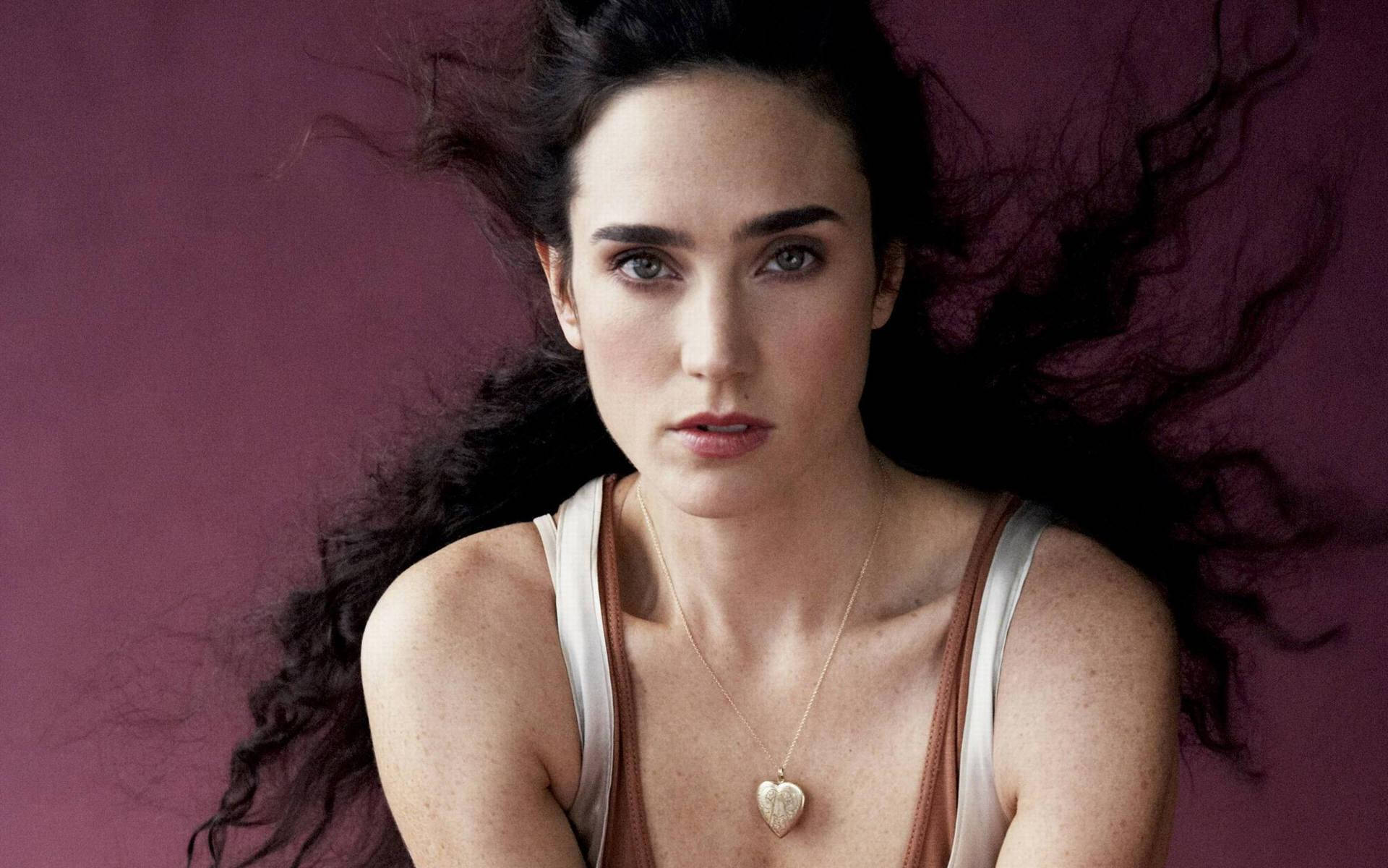 Jennifer Connelly, long curly hair, dark flowing hair, Full HD Desktop Wallpaper