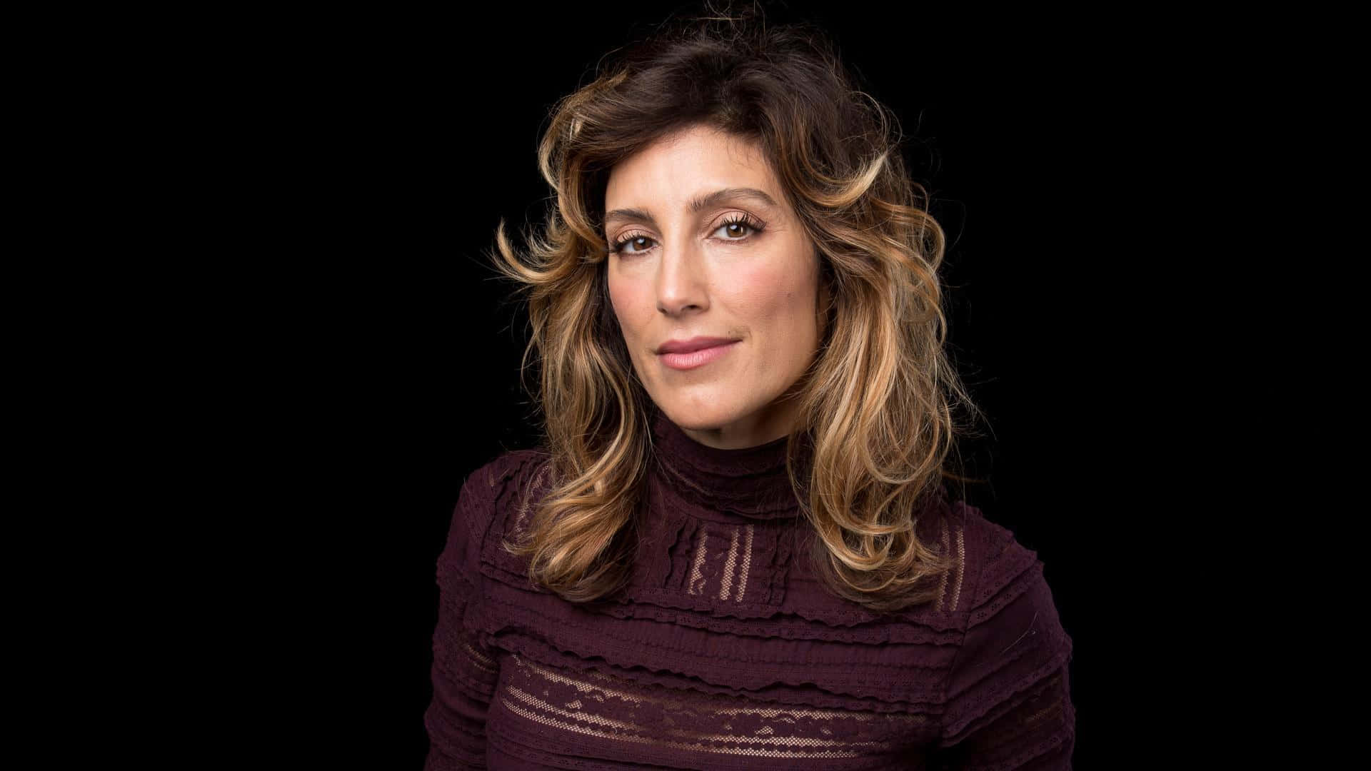 Jennifer Esposito, wavy brown hair, maroon turtleneck, Full HD Desktop Wallpaper