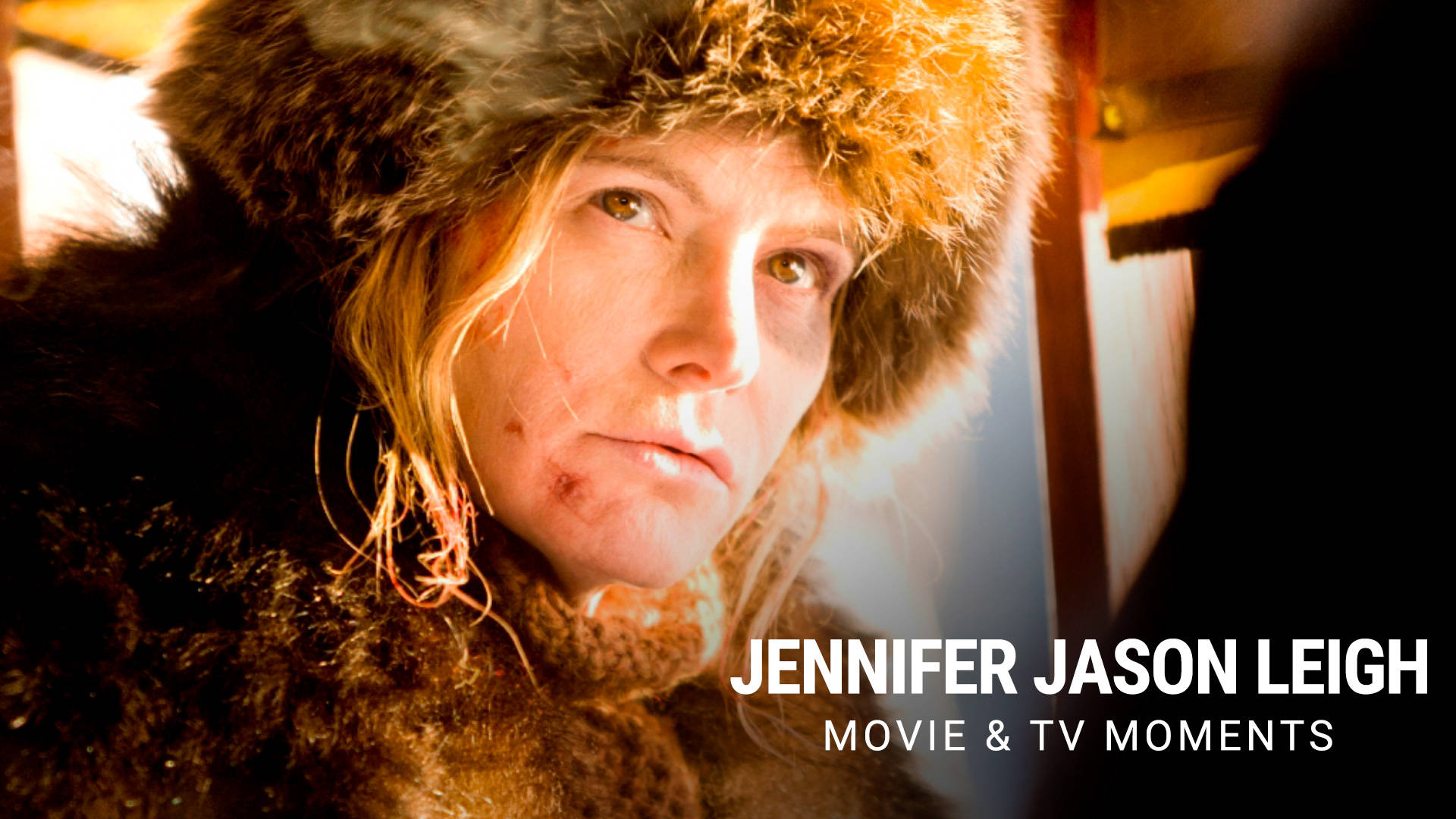 Jennifer Jason Leigh, fur-lined hood, bruised cheek, Full HD Desktop Wallpaper