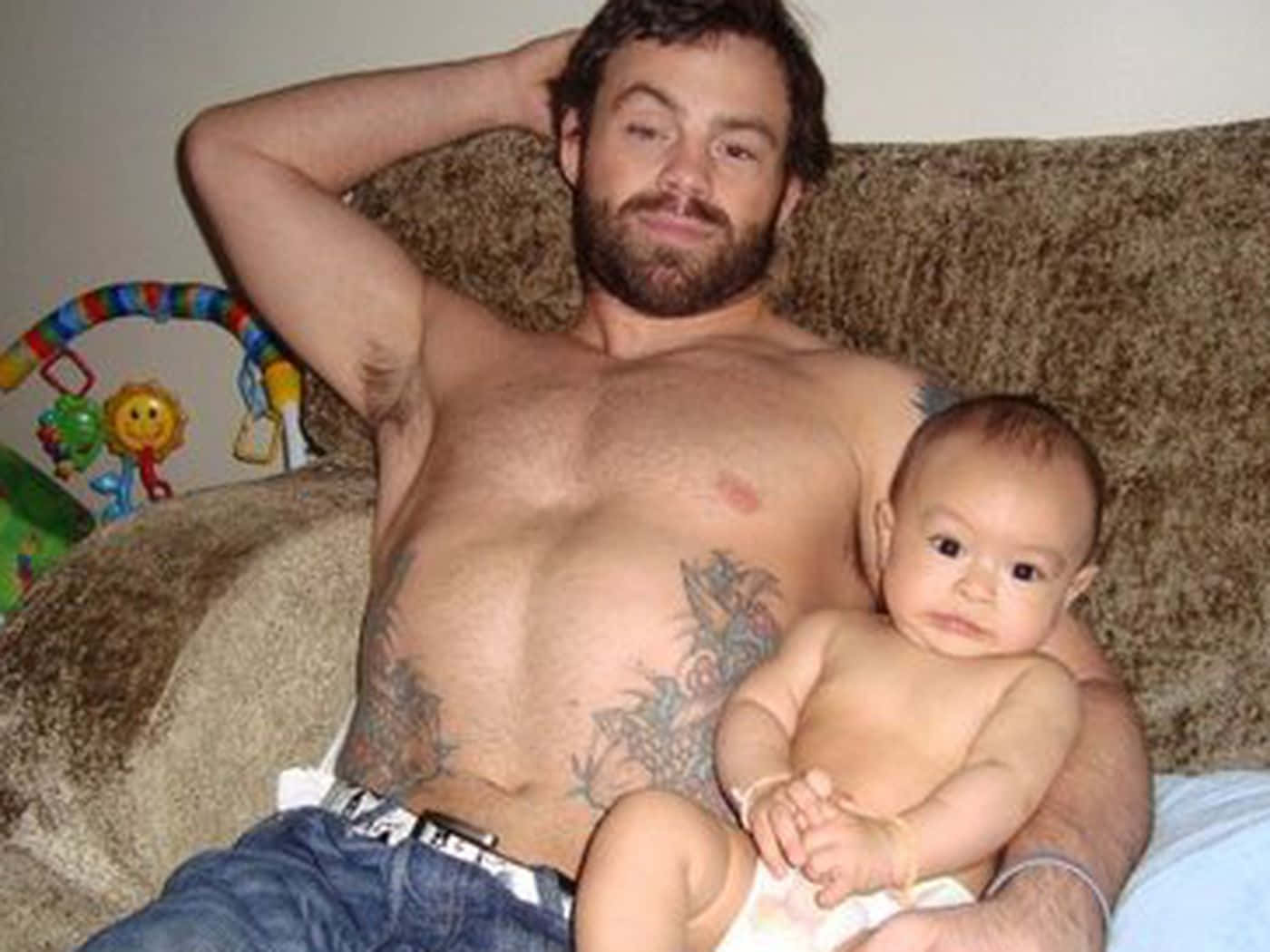 Jens Pulver, baby, bearded man, HD Desktop Wallpaper