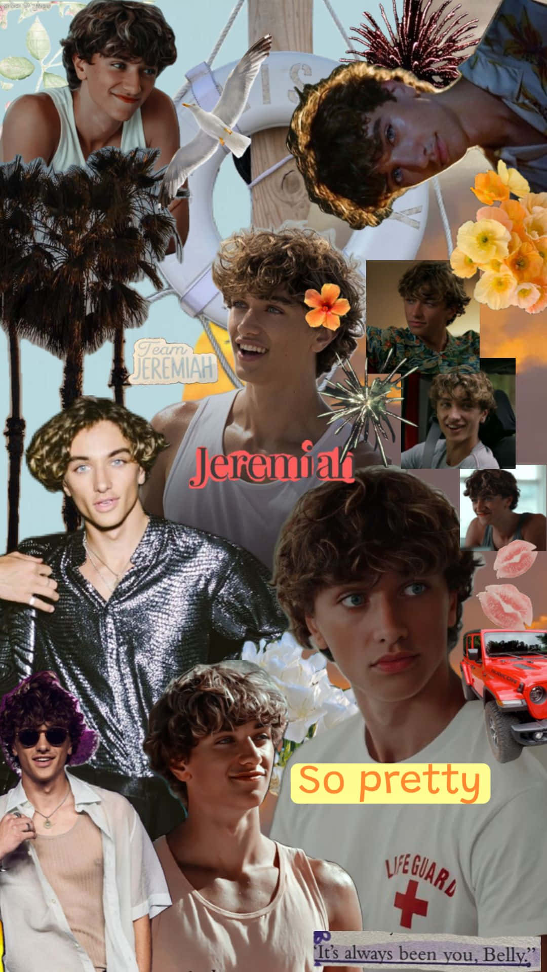 Jeremiah Fisher, collage, tropical elements, Full HD Phone Wallpaper