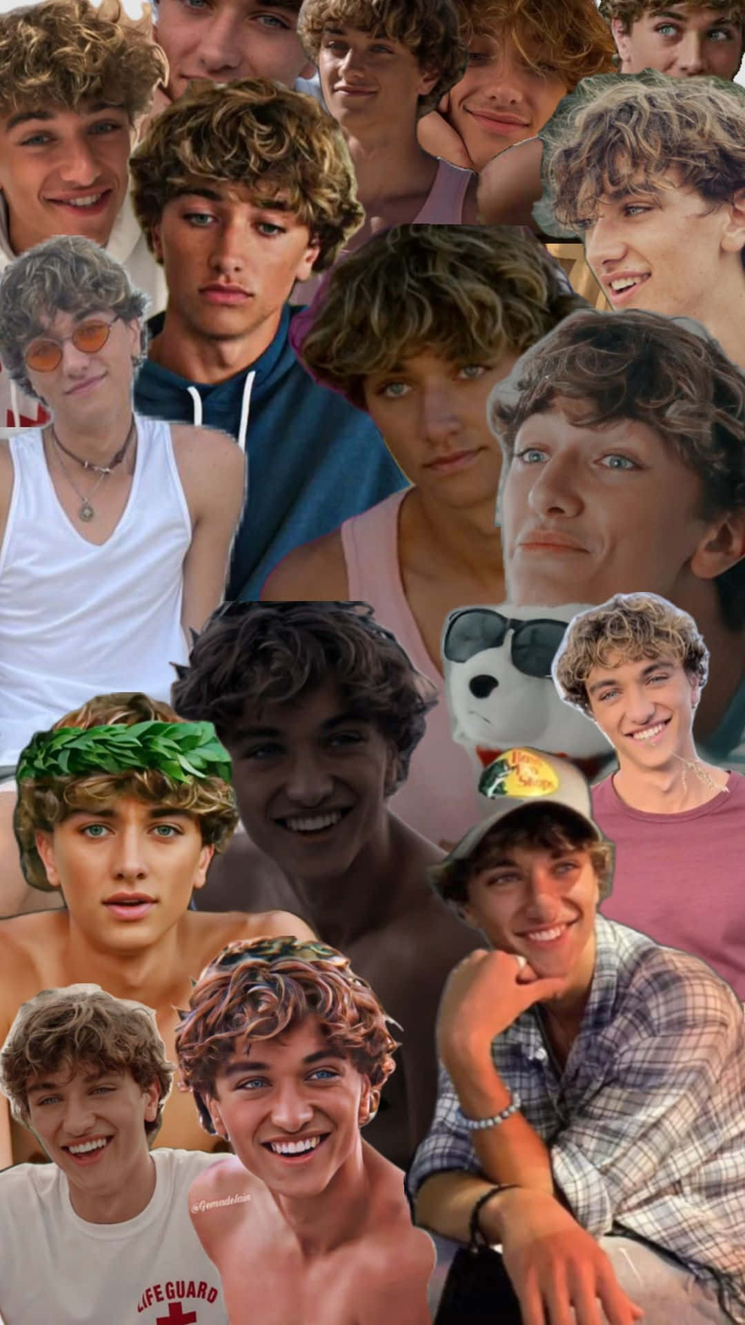Jeremiah Fisher, collage aesthetic, curly hair, Full HD Phone Wallpaper