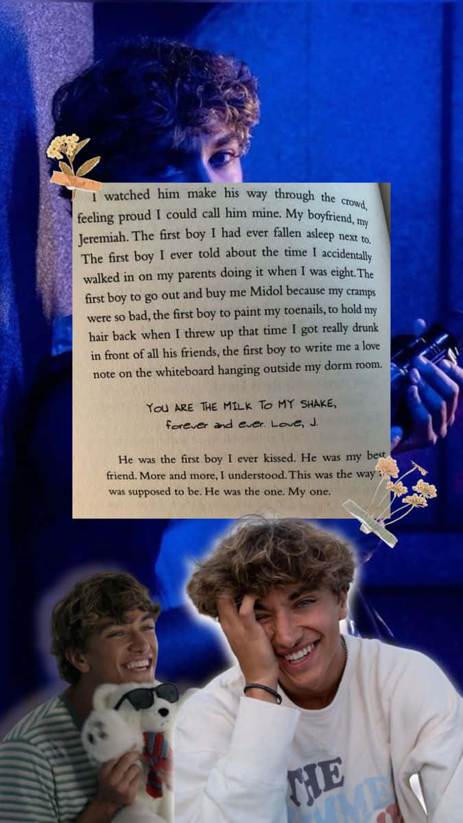 Jeremiah Fisher Aesthetic, collage, two smiling young men, SD Phone Wallpaper