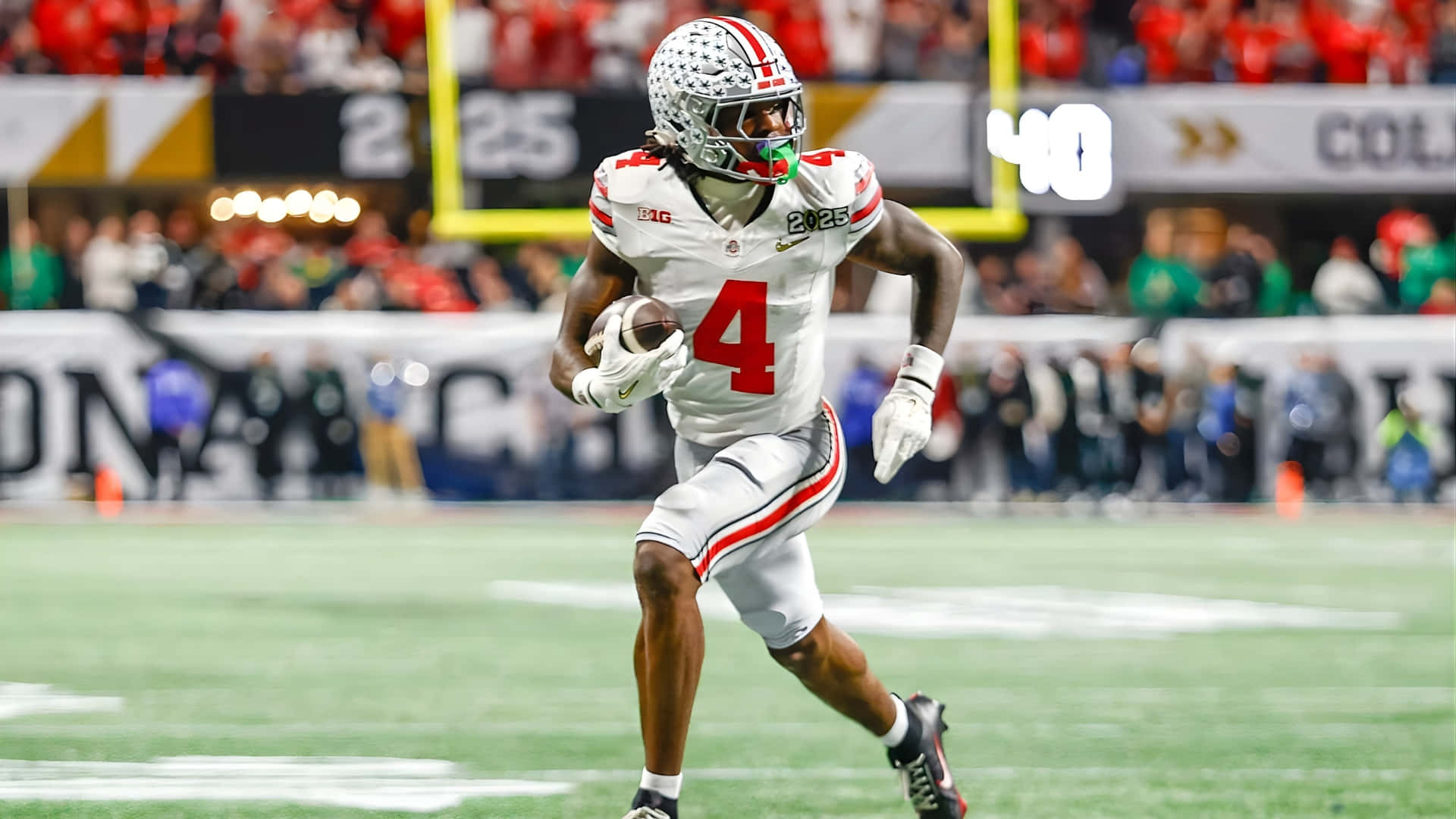 Jeremiah Smith, white jersey, red number four, Full HD Desktop Wallpaper
