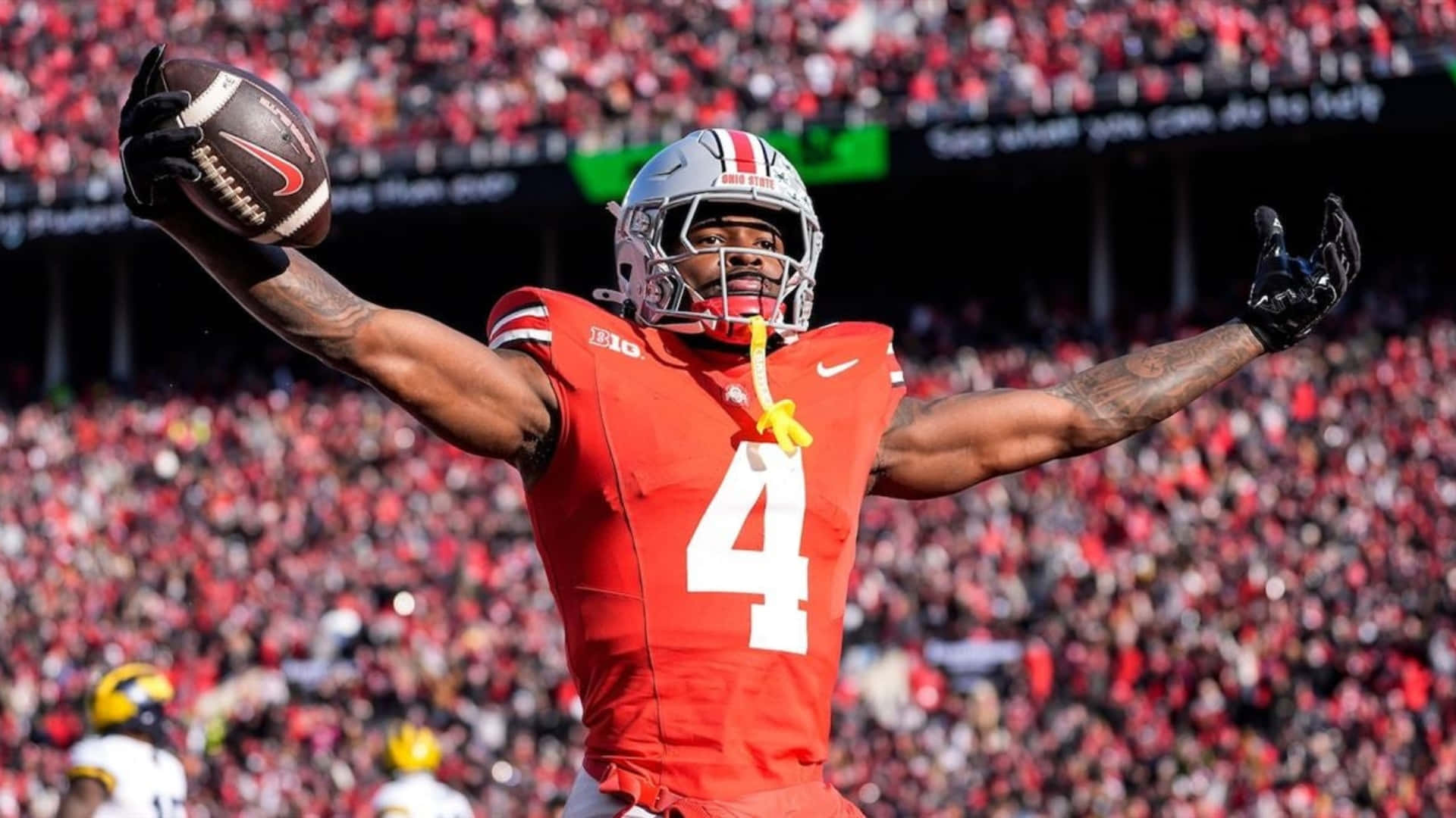Jeremiah Smith, red jersey, number four, Full HD Desktop Wallpaper