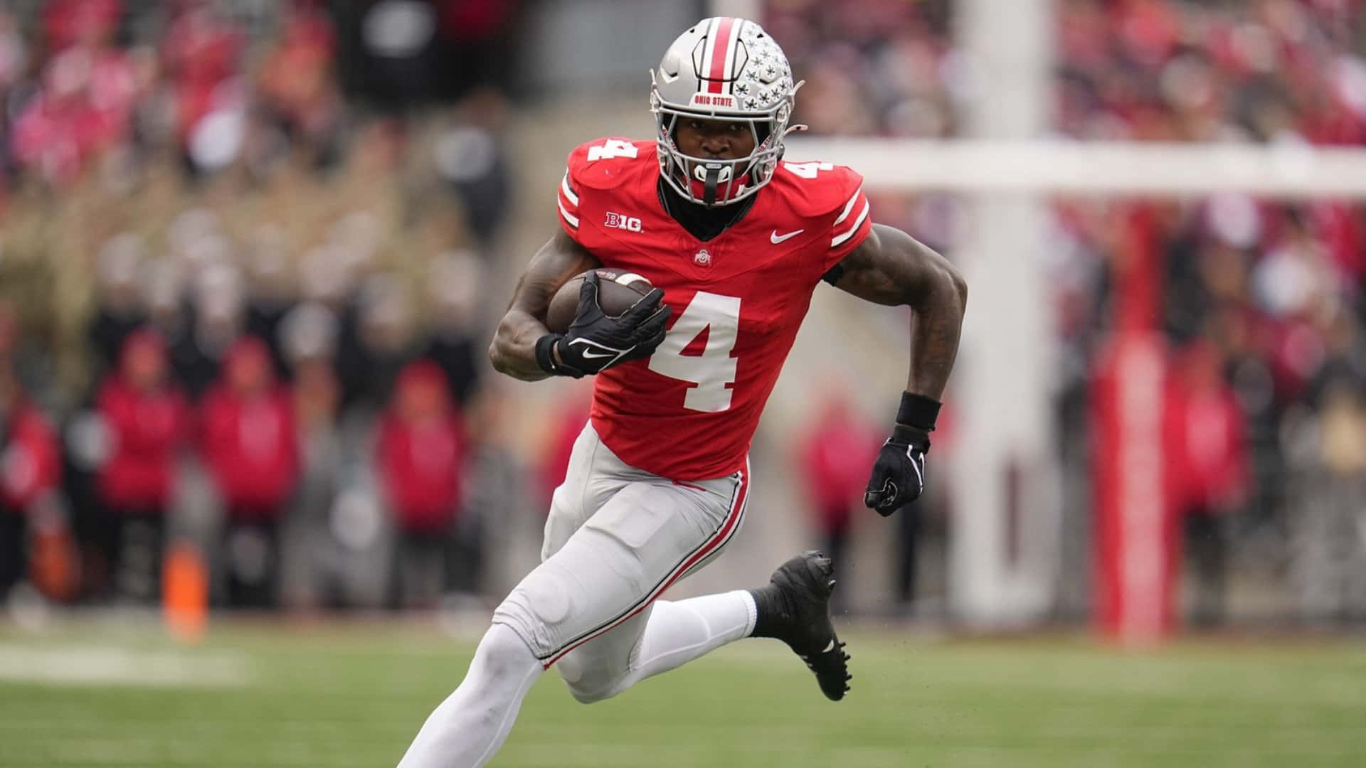 Jeremiah Smith, red jersey, number four, Full HD Desktop Wallpaper