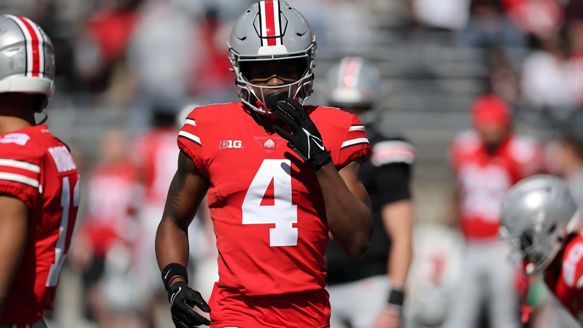 Jeremiah Smith, red jersey, number four, Full HD Desktop Wallpaper