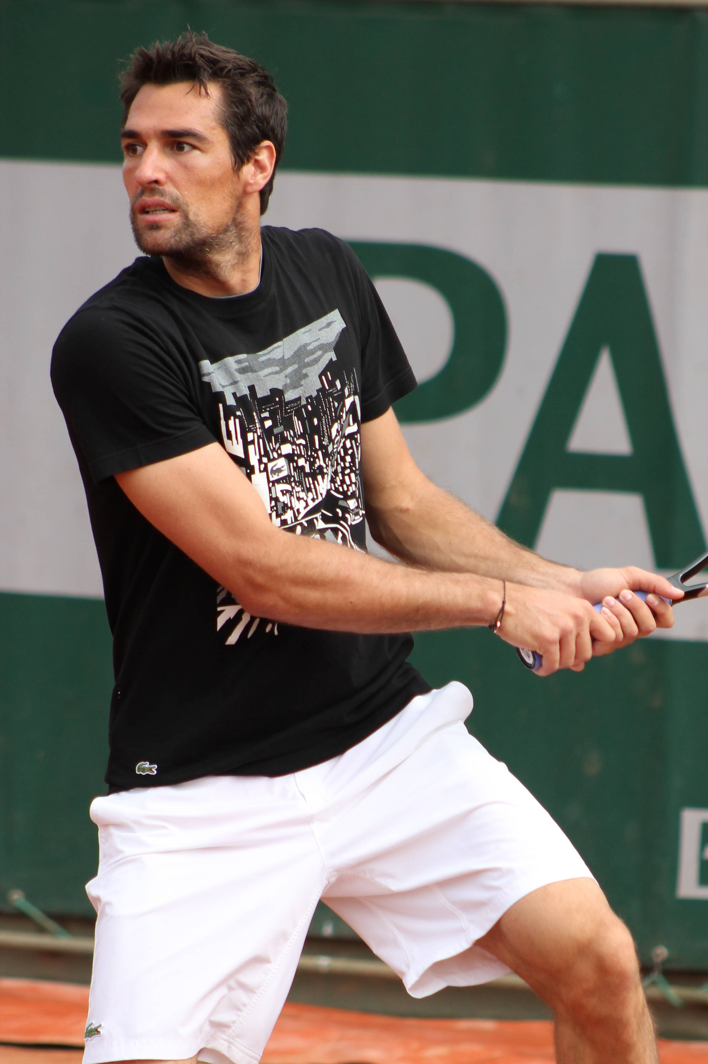 Jeremy Chardy, black shirt, white shorts, 2K Phone Wallpaper