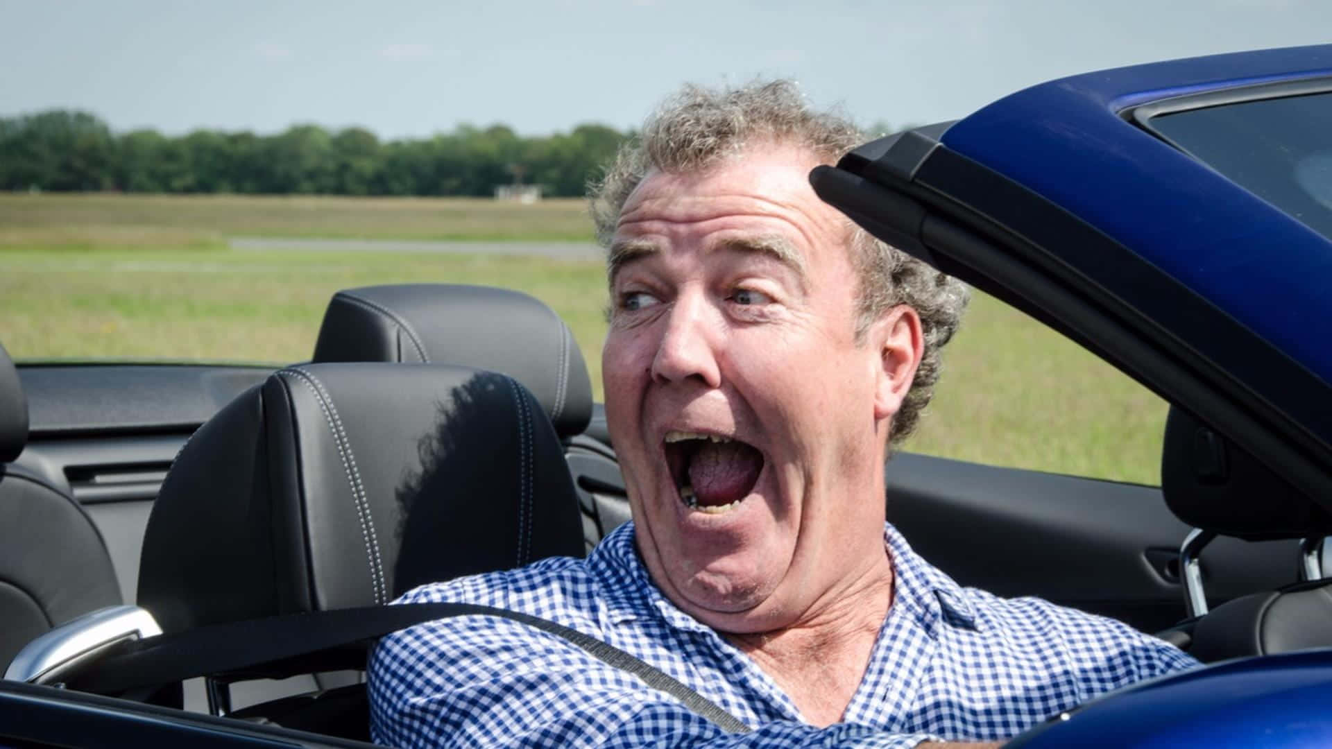 Jeremy Clarkson, blue convertible, sunny day, Full HD Desktop Wallpaper