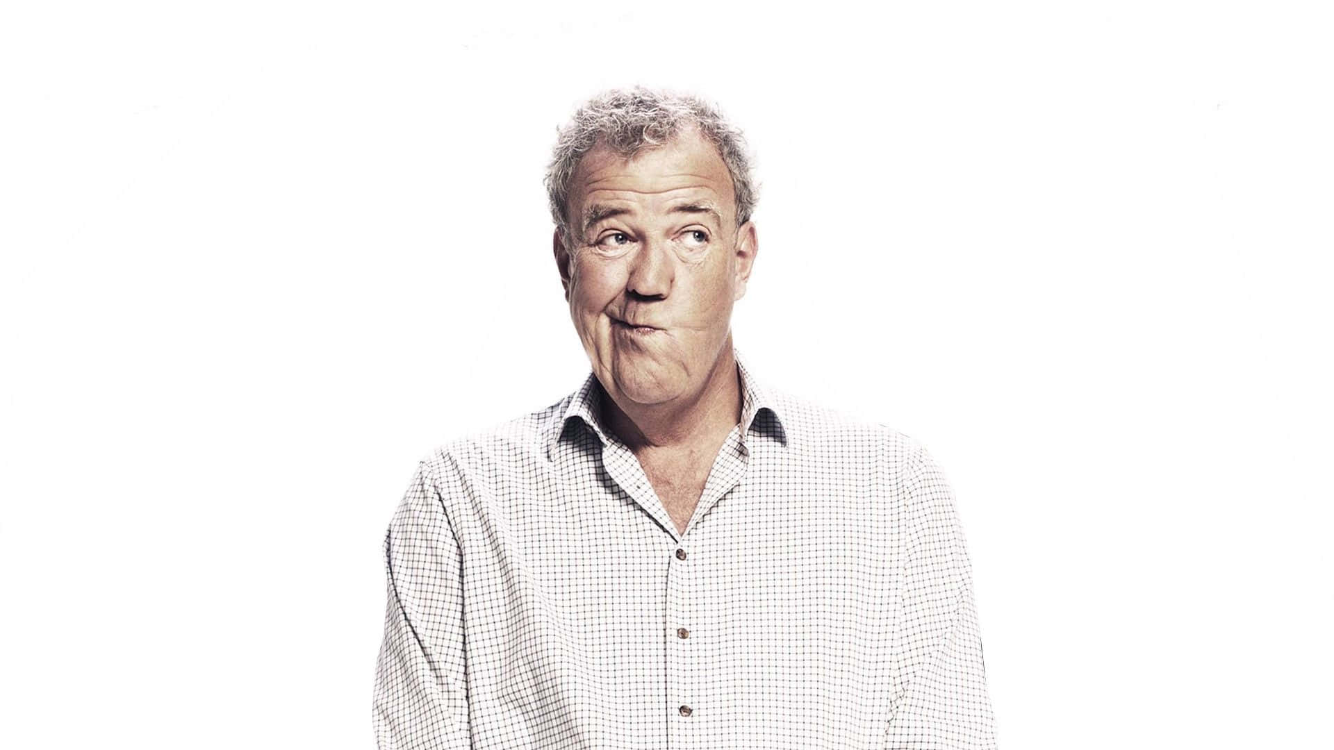 Jeremy Clarkson, graying hair, stark white background, Full HD Desktop Wallpaper