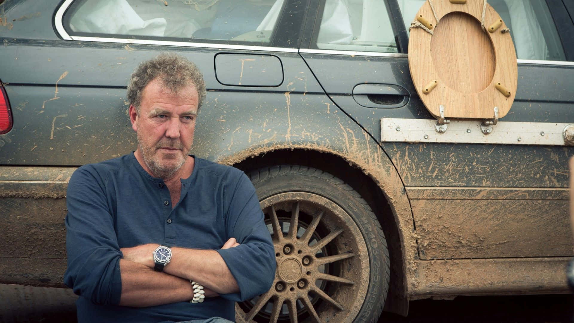 Jeremy Clarkson, muddy car, toilet seat, Full HD Desktop Wallpaper