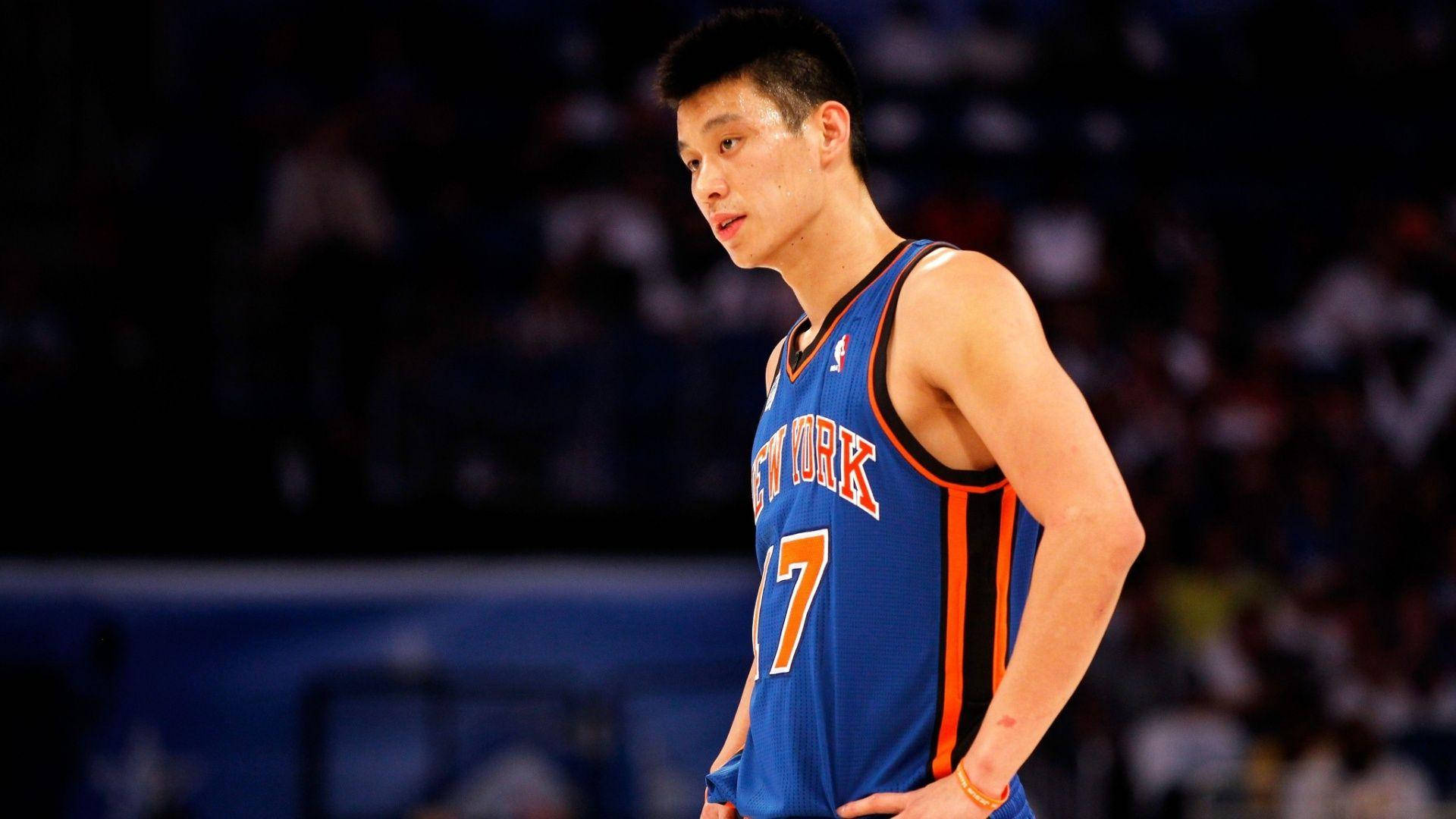 Jeremy Lin, blue New York Knicks jersey, arena lights, Full HD Desktop Wallpaper