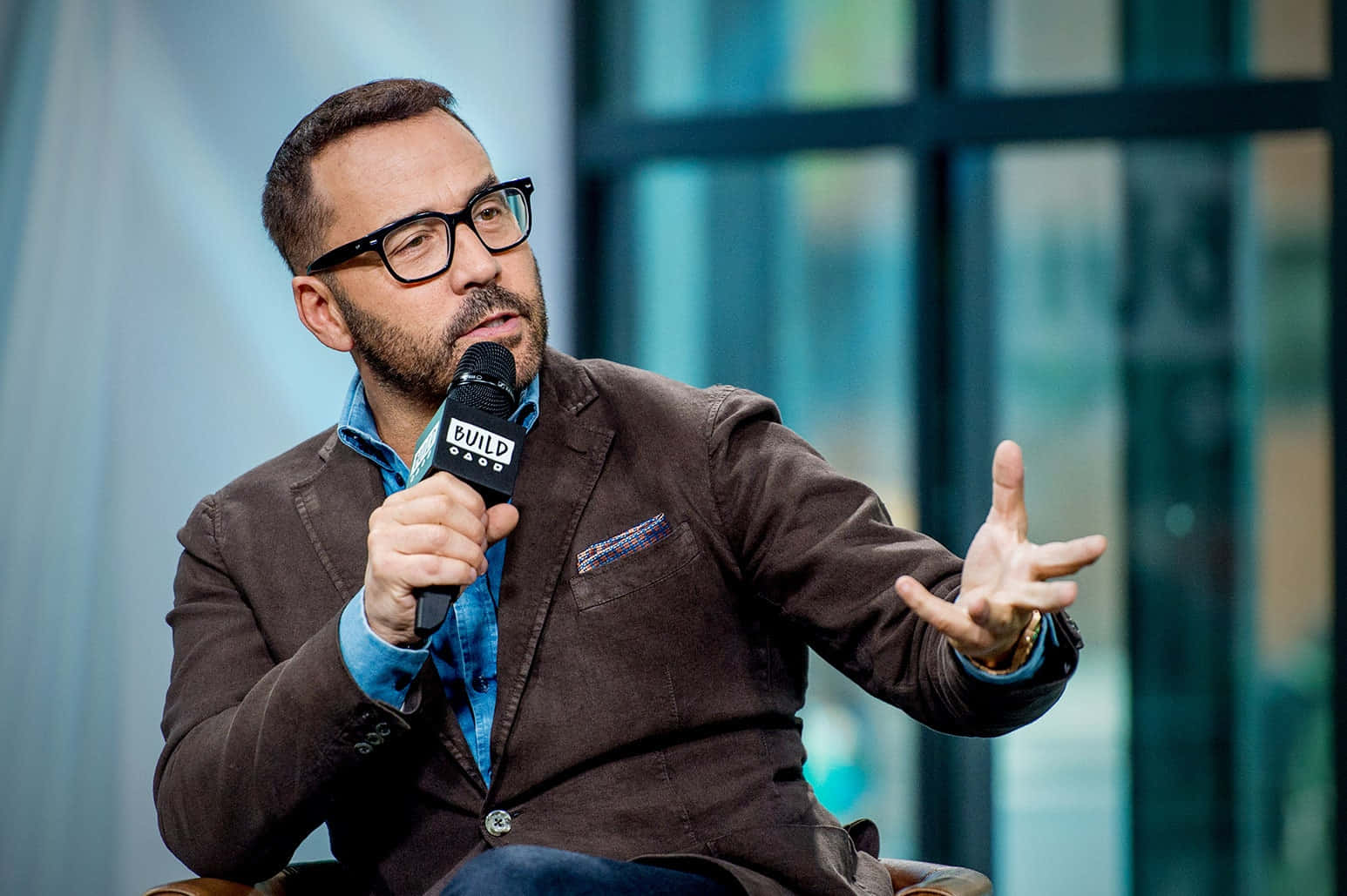 Jeremy Piven, glasses, beard, HD Desktop Wallpaper
