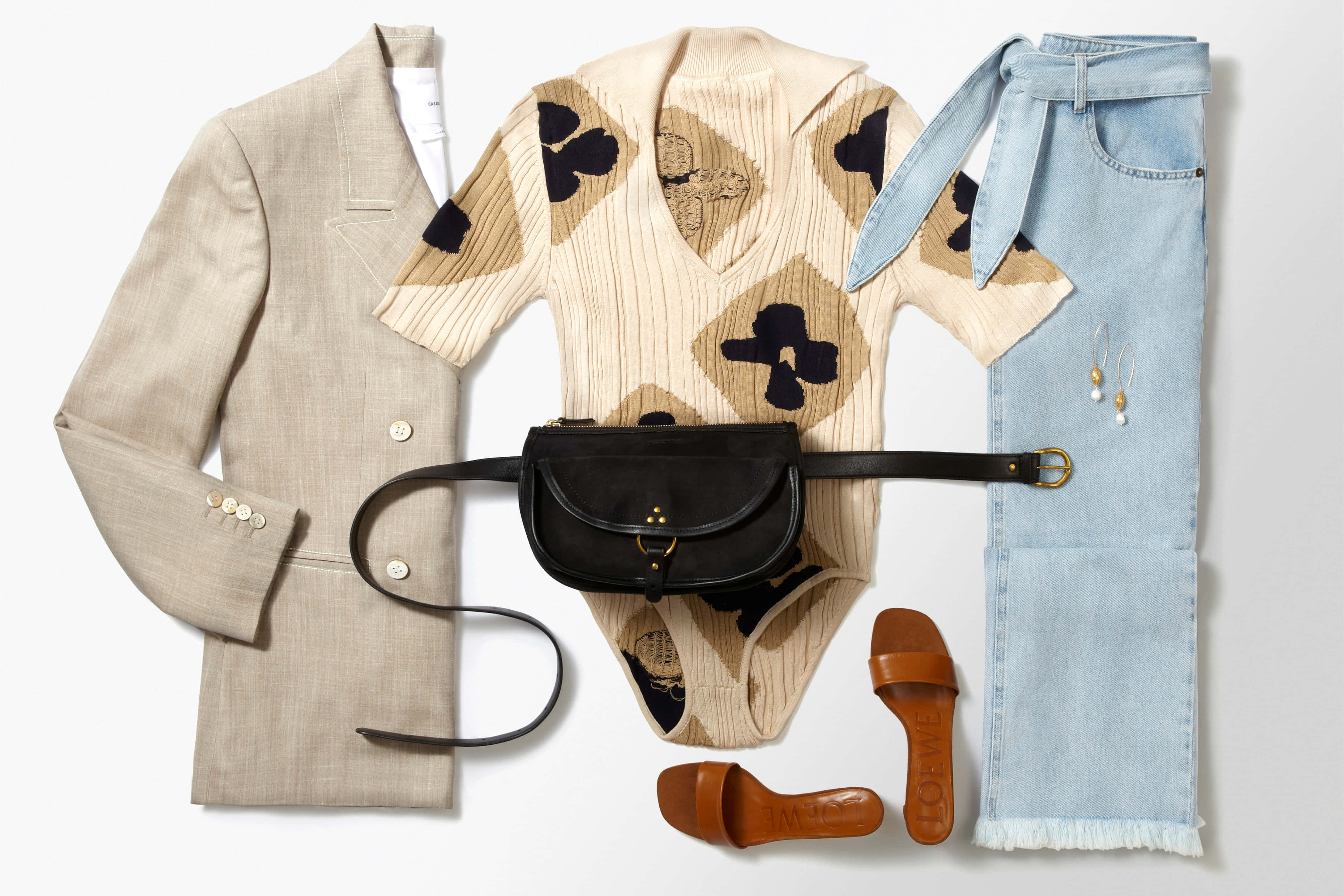 Jérôme Dreyfuss, beige blazer, floral bodysuit, 2K Desktop Wallpaper