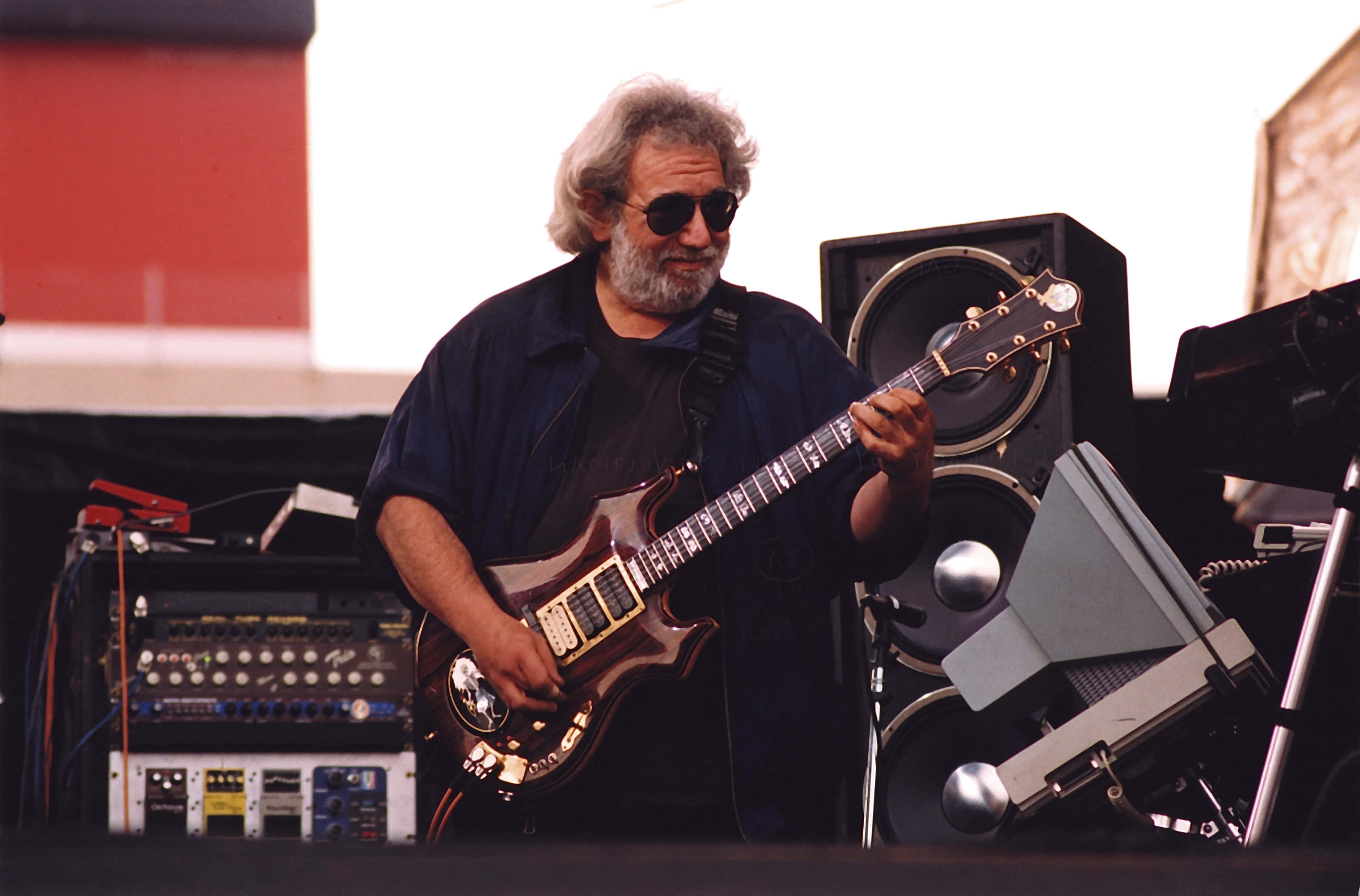 Jerry Garcia, sunburst electric guitar, stage, 4K Desktop Wallpaper