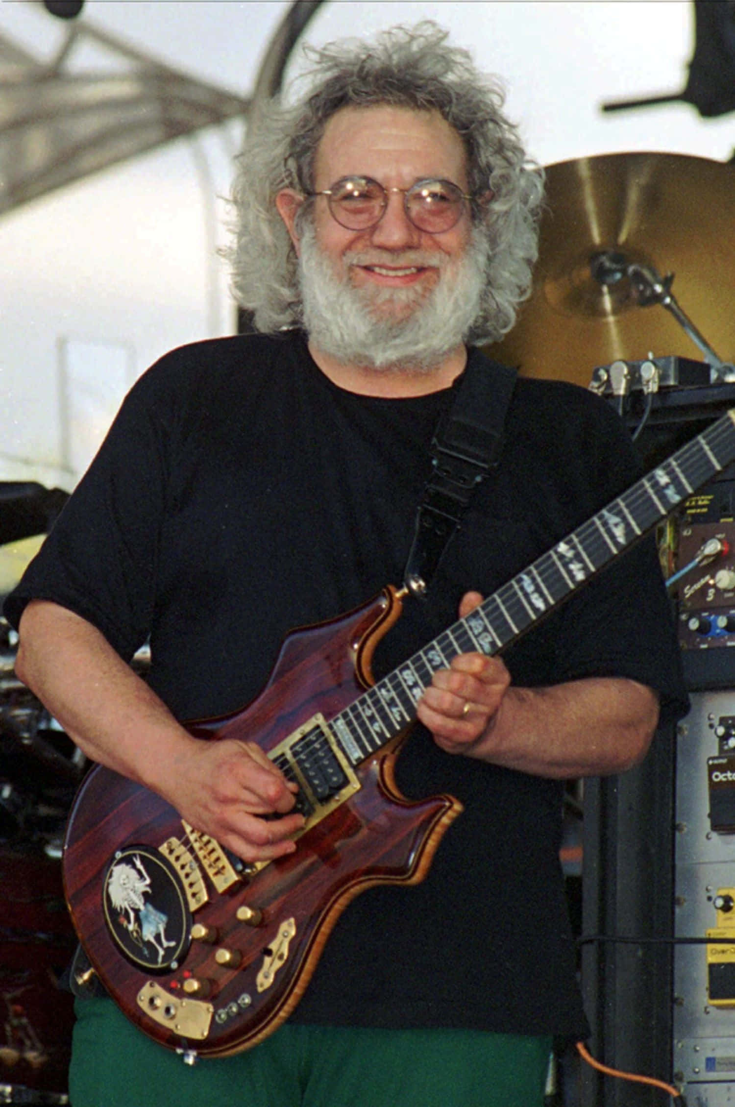 Jerry Garcia, dark wood electric guitar, stage, Full HD Phone Wallpaper
