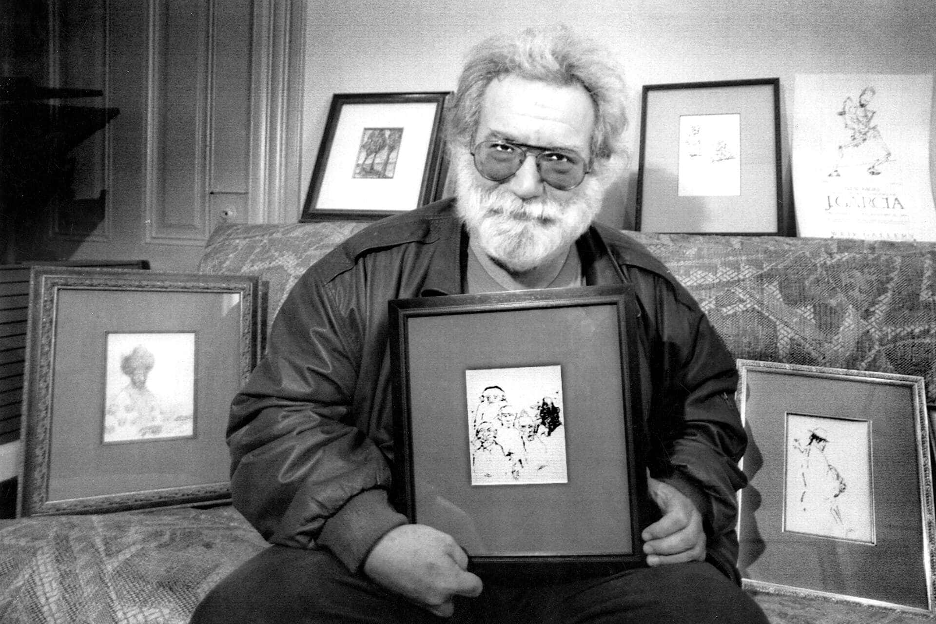 Jerry Garcia, bearded man, glasses, Full HD Desktop Wallpaper