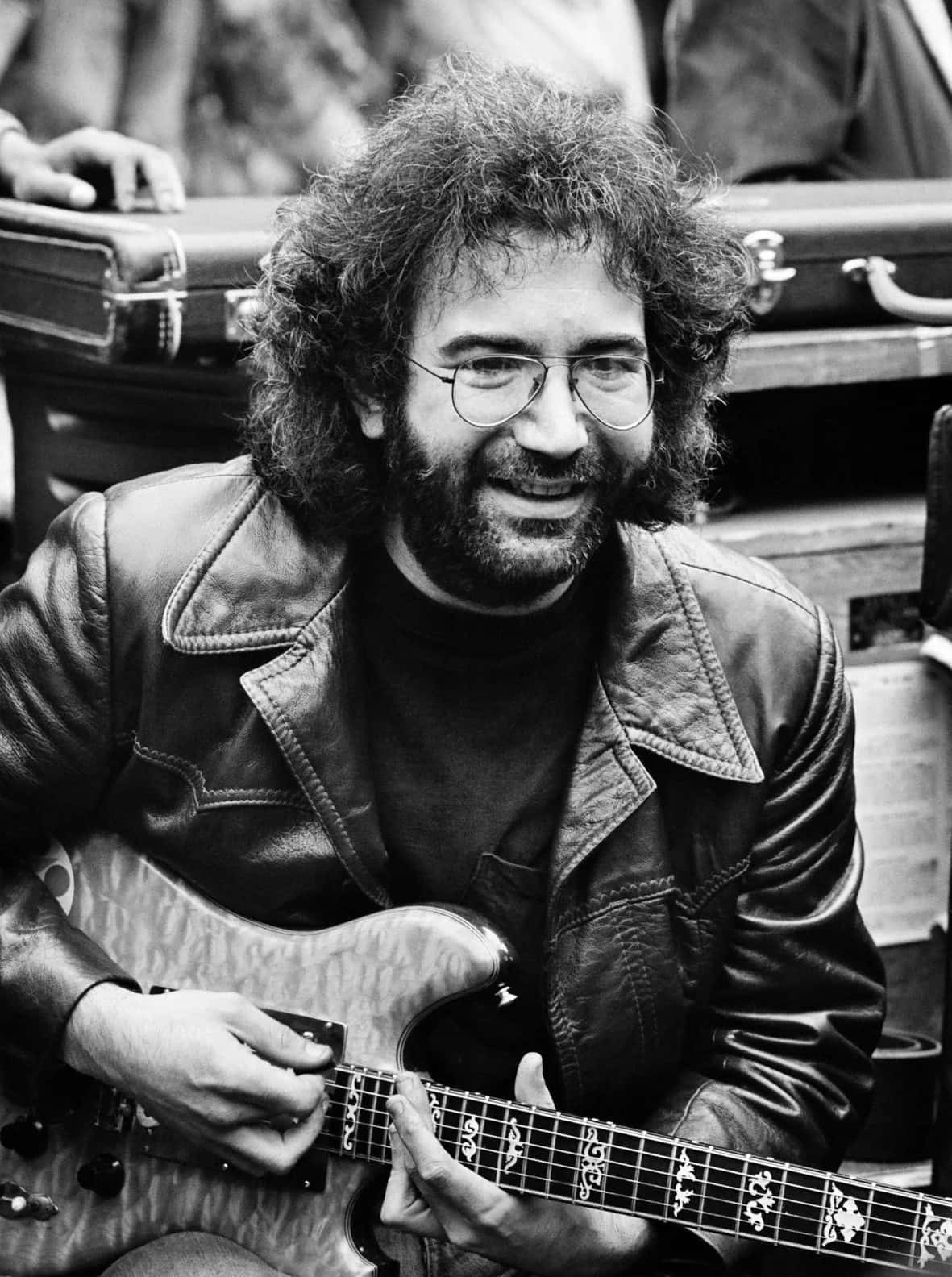 Jerry Garcia, electric guitar, leather jacket, HD Phone Wallpaper