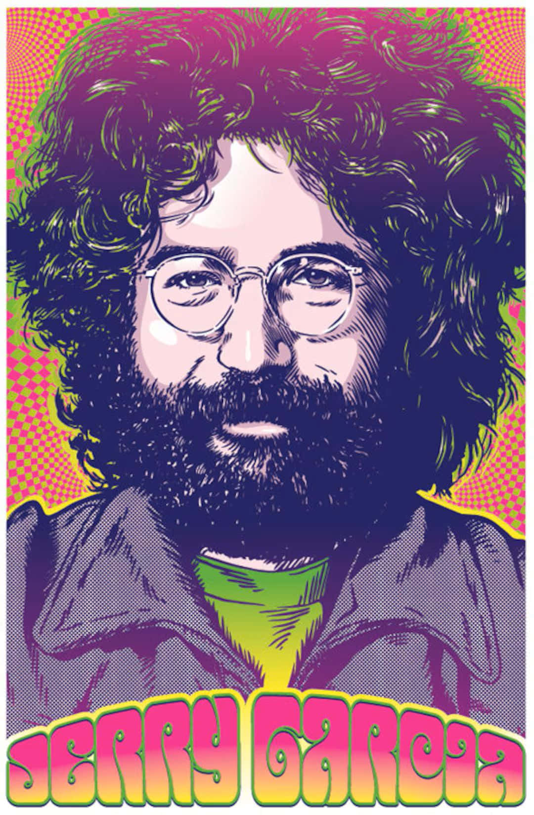Jerry Garcia, pop art portrait, curly hair, HD Phone Wallpaper