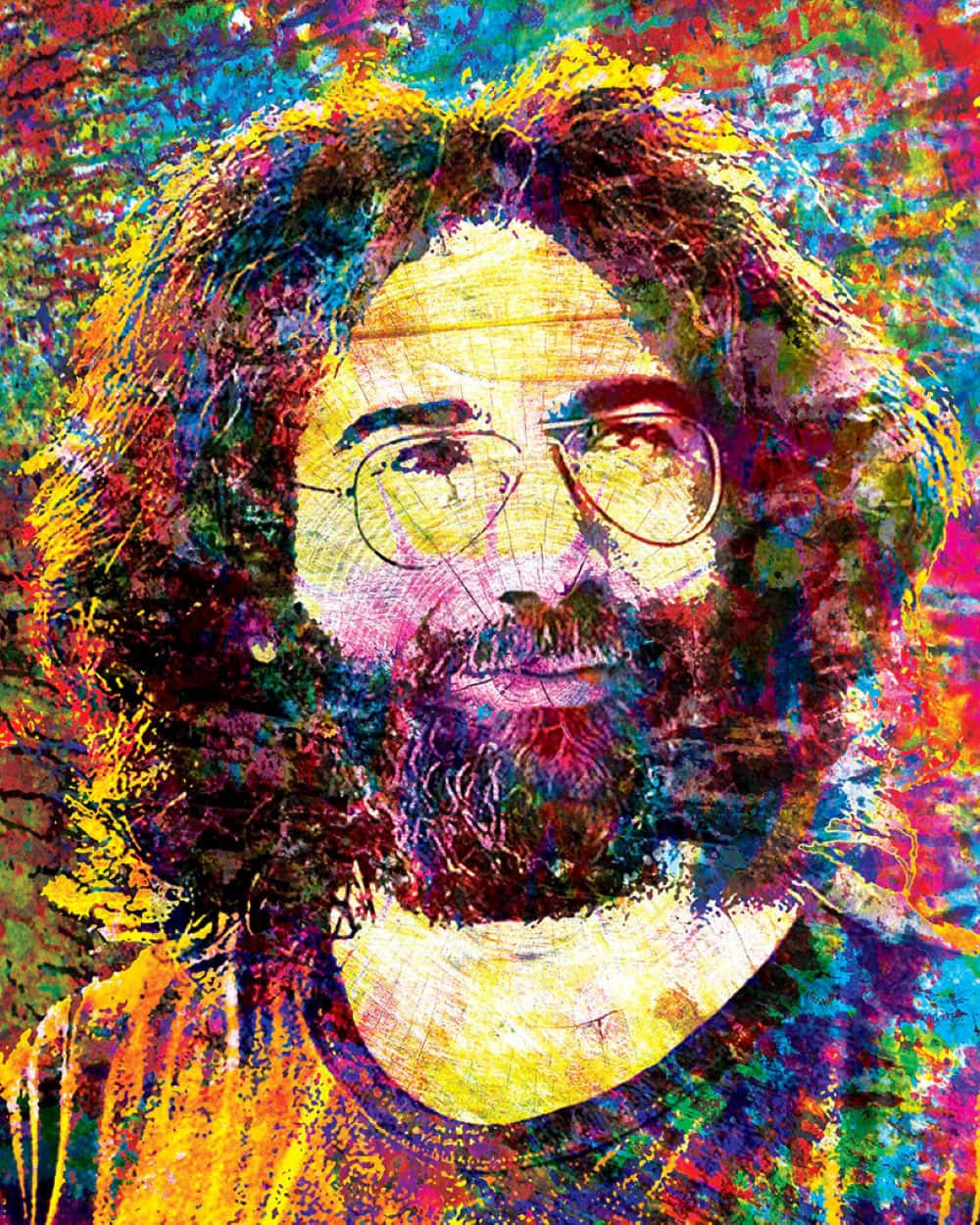 Jerry Garcia, psychedelic, bearded man, SD Phone Wallpaper