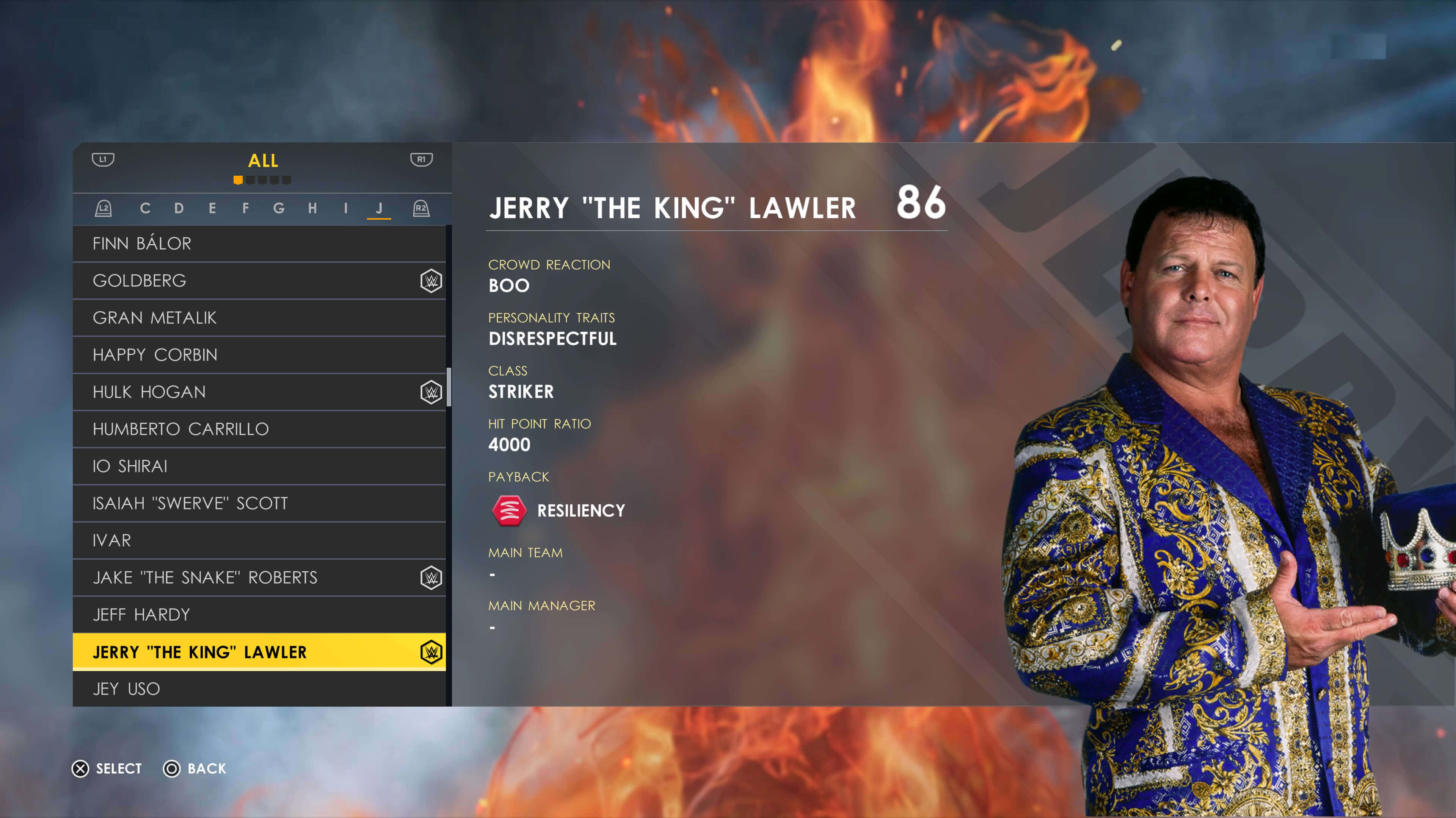 Jerry Lawler, 2K22, blue and gold jacket, 4K Desktop Wallpaper