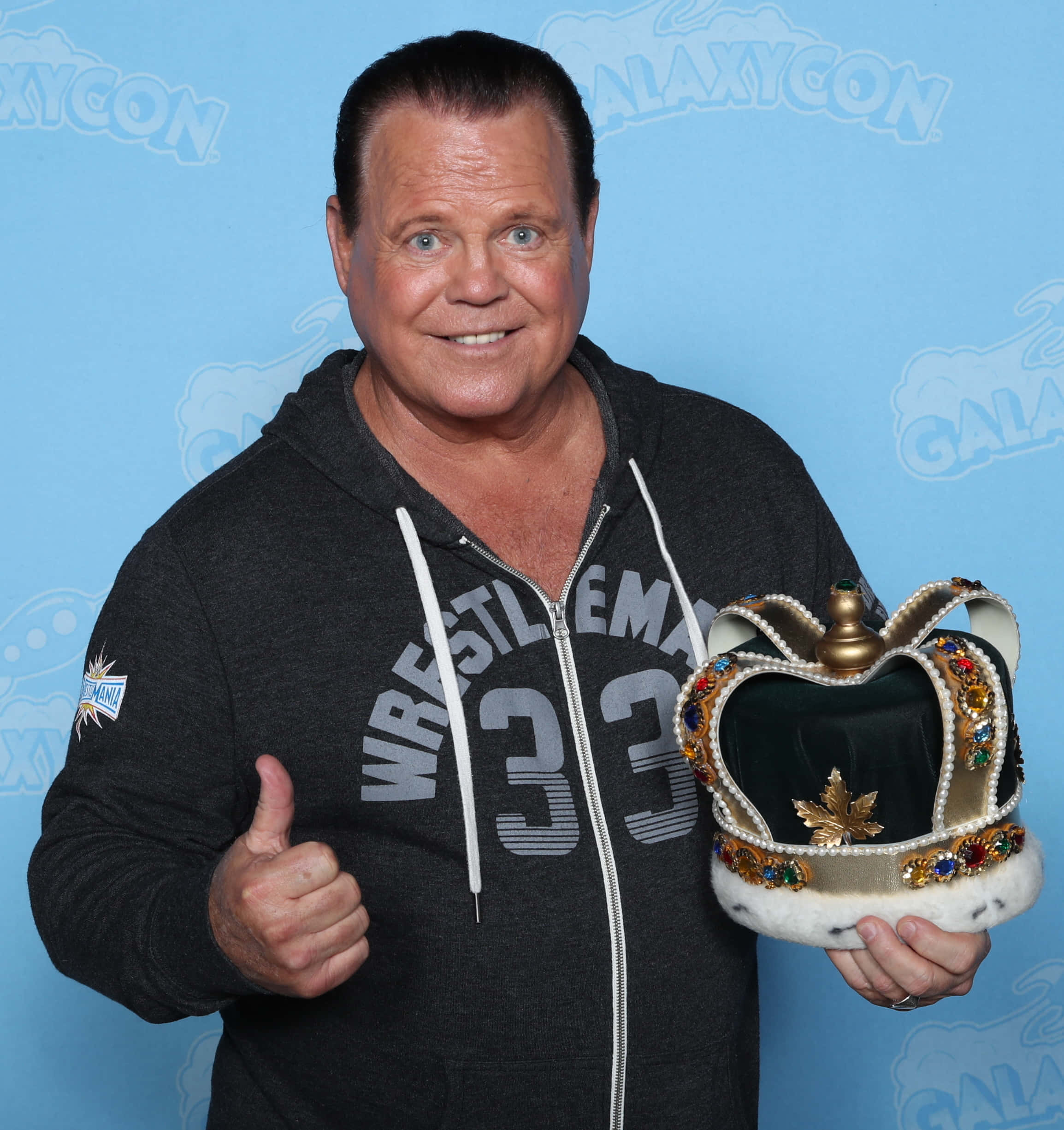 Jerry Lawler, 2020 GalaxyCon, grey zip-up hoodie, Full HD Phone Wallpaper