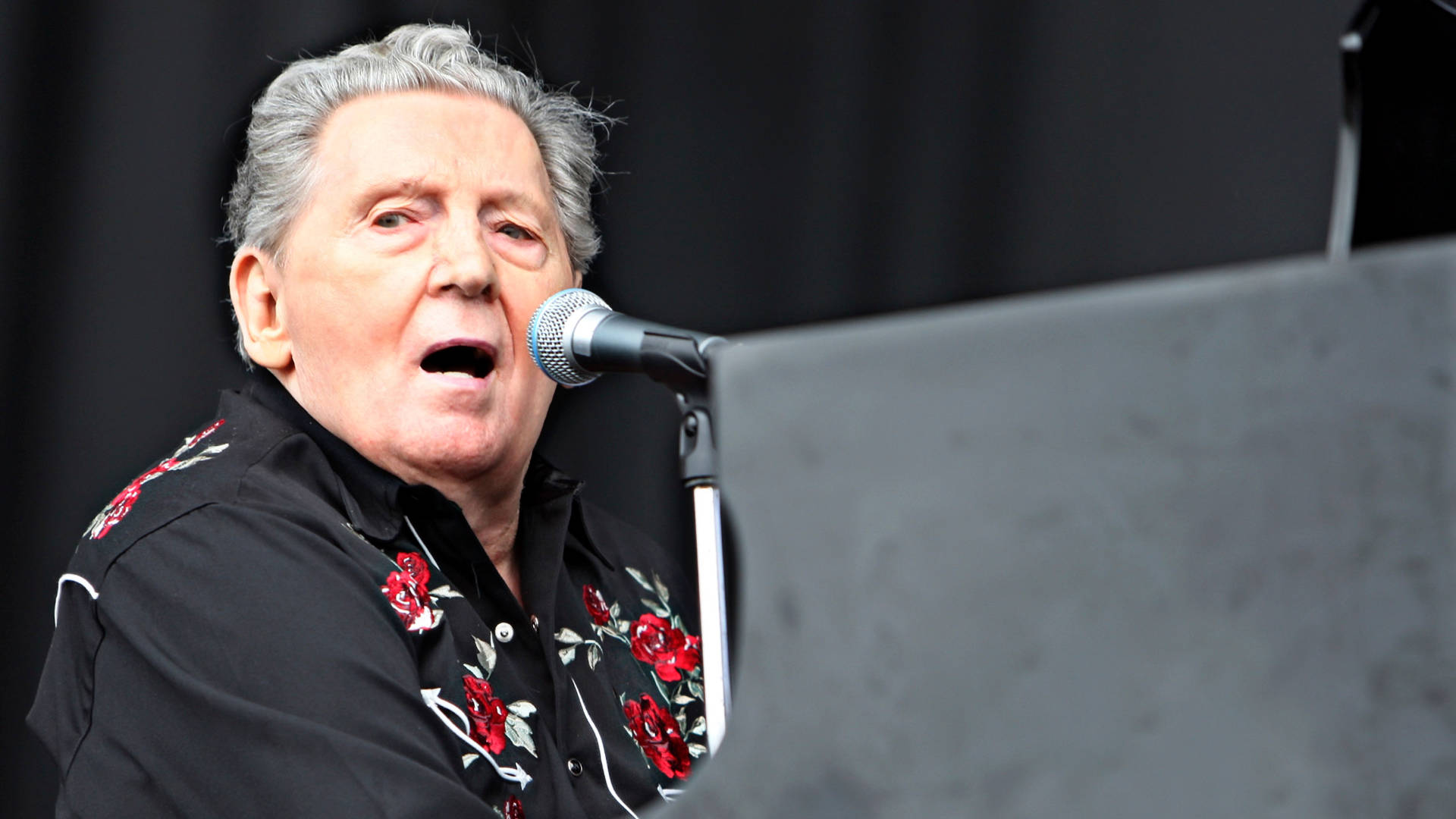 Jerry Lee Lewis, piano, microphone, Full HD Desktop Wallpaper