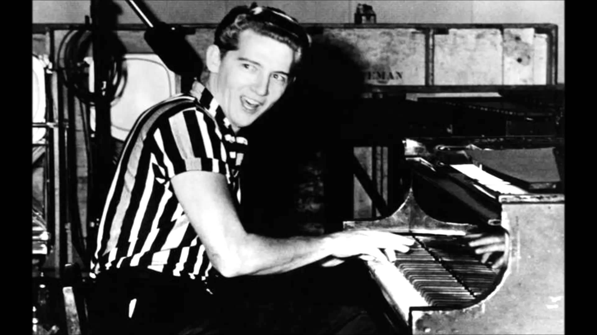 Jerry Lee Lewis, striped shirt, piano, Full HD Desktop Wallpaper