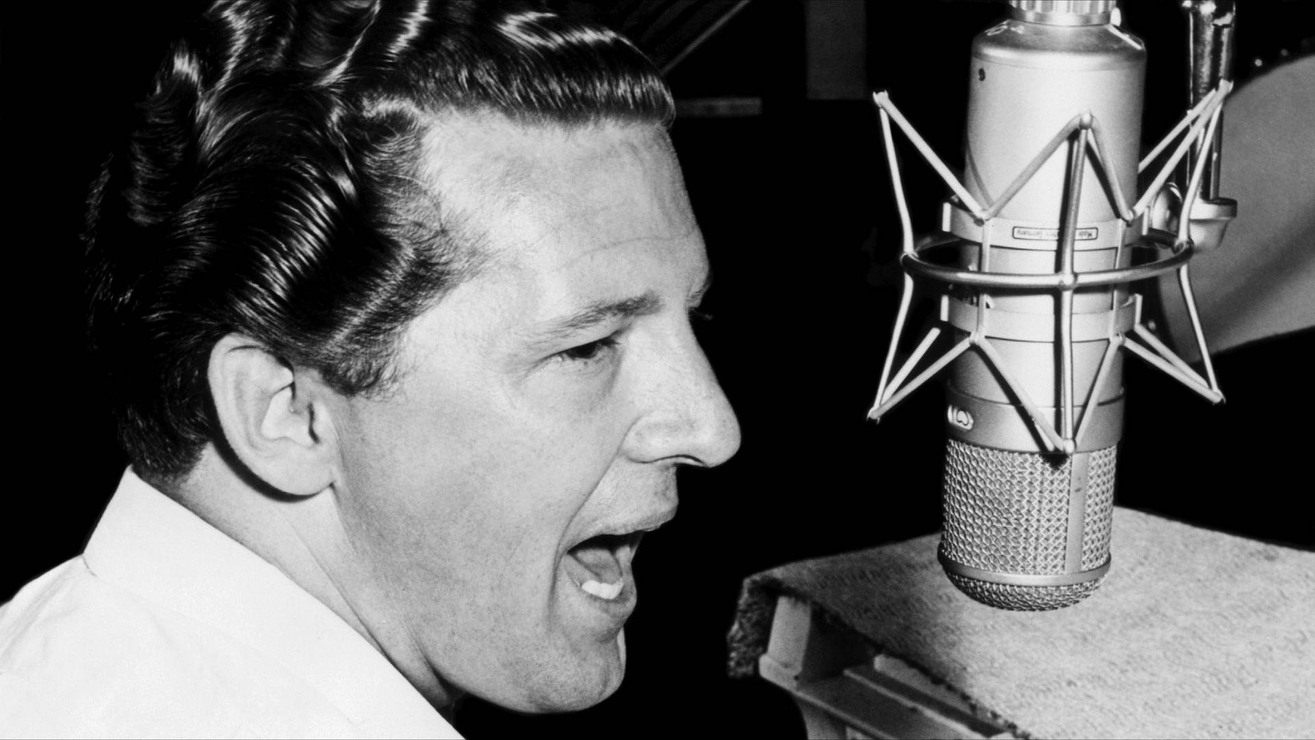 Jerry Lee Lewis, recording studio, vintage studio microphone, Full HD Desktop Wallpaper