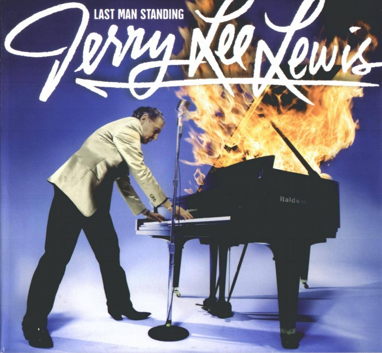 Jerry Lee Lewis, flaming Baldwin piano, bold white script, HD Desktop Wallpaper