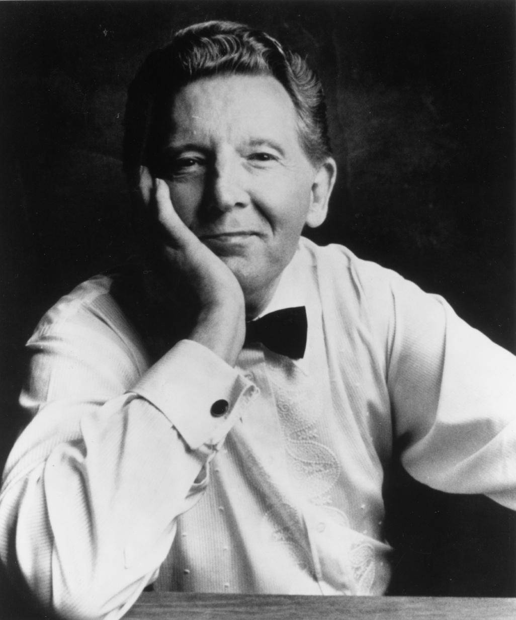 Jerry Lee Lewis, bow tie, black and white portrait, SD Phone Wallpaper