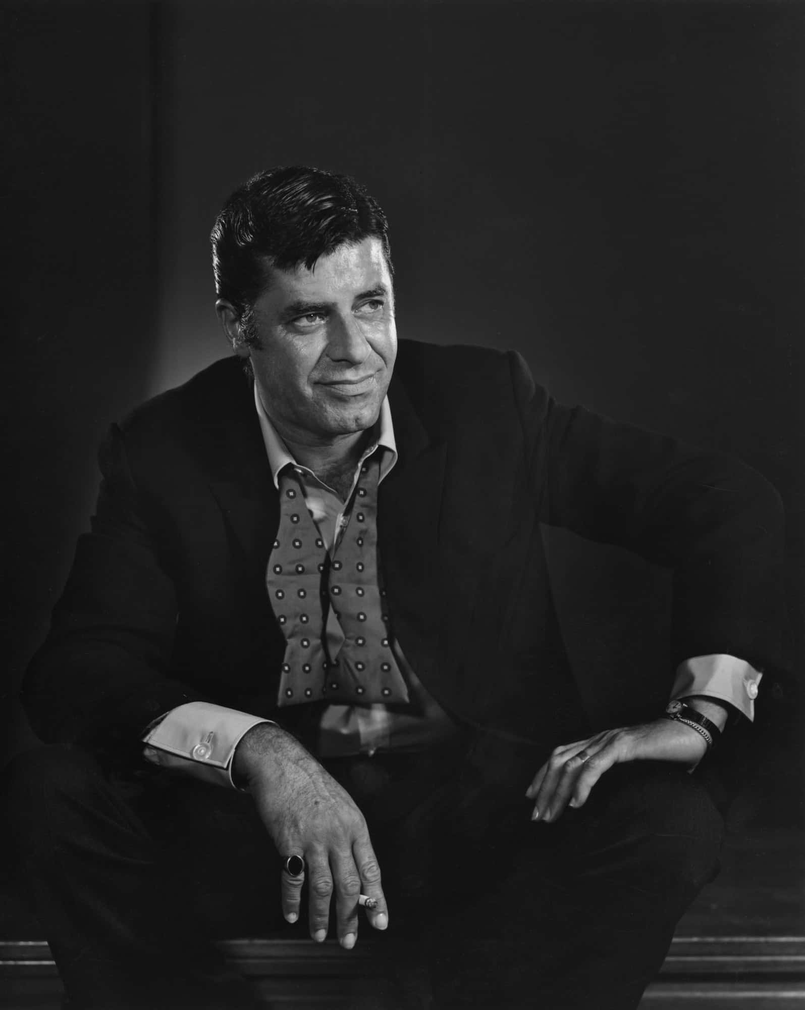 Jerry Lewis, black and white portrait, suit, Full HD Phone Wallpaper