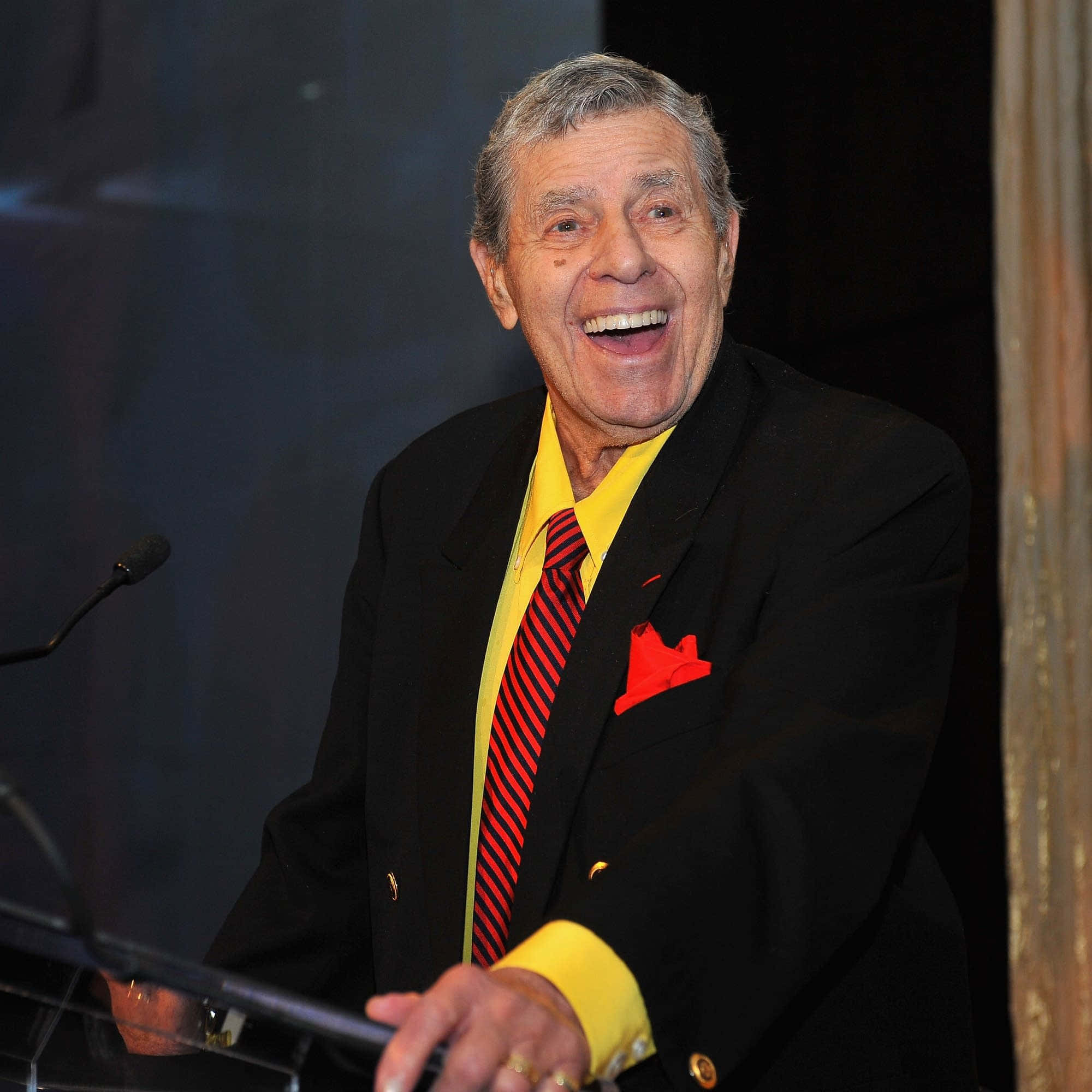 Jerry Lewis, black suit, yellow shirt, Full HD Desktop Wallpaper