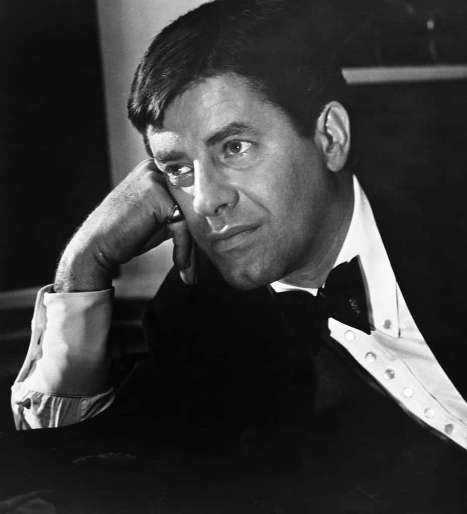 Jerry Lewis, tuxedo, black and white portrait, SD Phone Wallpaper
