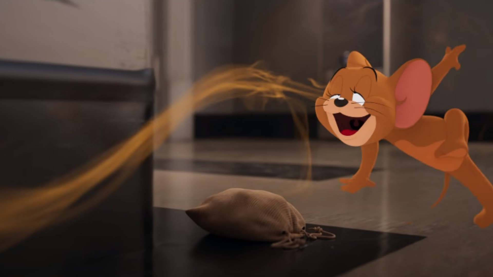 Jerry Mouse, golden tail, modern apartment hallway, Full HD Desktop Wallpaper